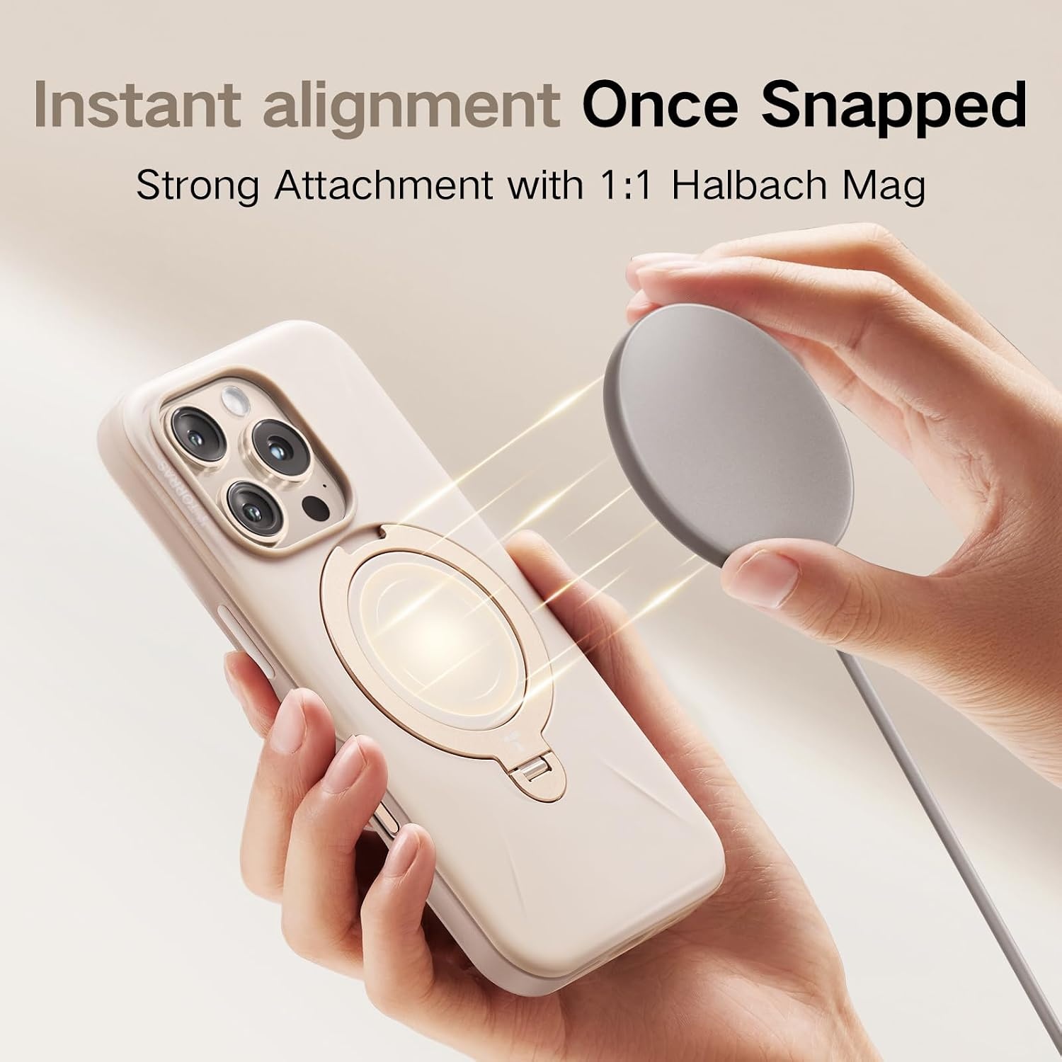 image:imageTORRAS 360Spin Stand for iPhone 16 Pro Case 63 inch Fit for Magsafe Hard PC MilSTD Protective ScratchResistant Case for iPhone 16 Pro Phone Case Ostand Spin Dune Beige 2024Beige