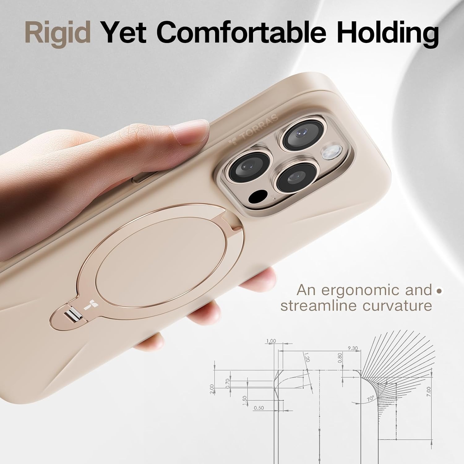 image:imageTORRAS 360Spin Stand for iPhone 16 Pro Case 63 inch Fit for Magsafe Hard PC MilSTD Protective ScratchResistant Case for iPhone 16 Pro Phone Case Ostand Spin Dune Beige 2024Beige
