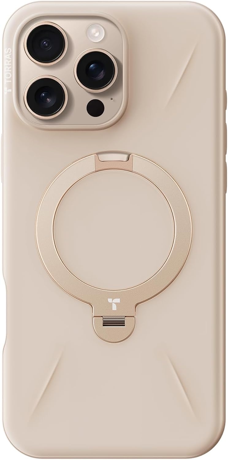 image:imageTORRAS 360Spin Stand for iPhone 16 Pro Case 63 inch Fit for Magsafe Hard PC MilSTD Protective ScratchResistant Case for iPhone 16 Pro Phone Case Ostand Spin Dune Beige 2024Beige