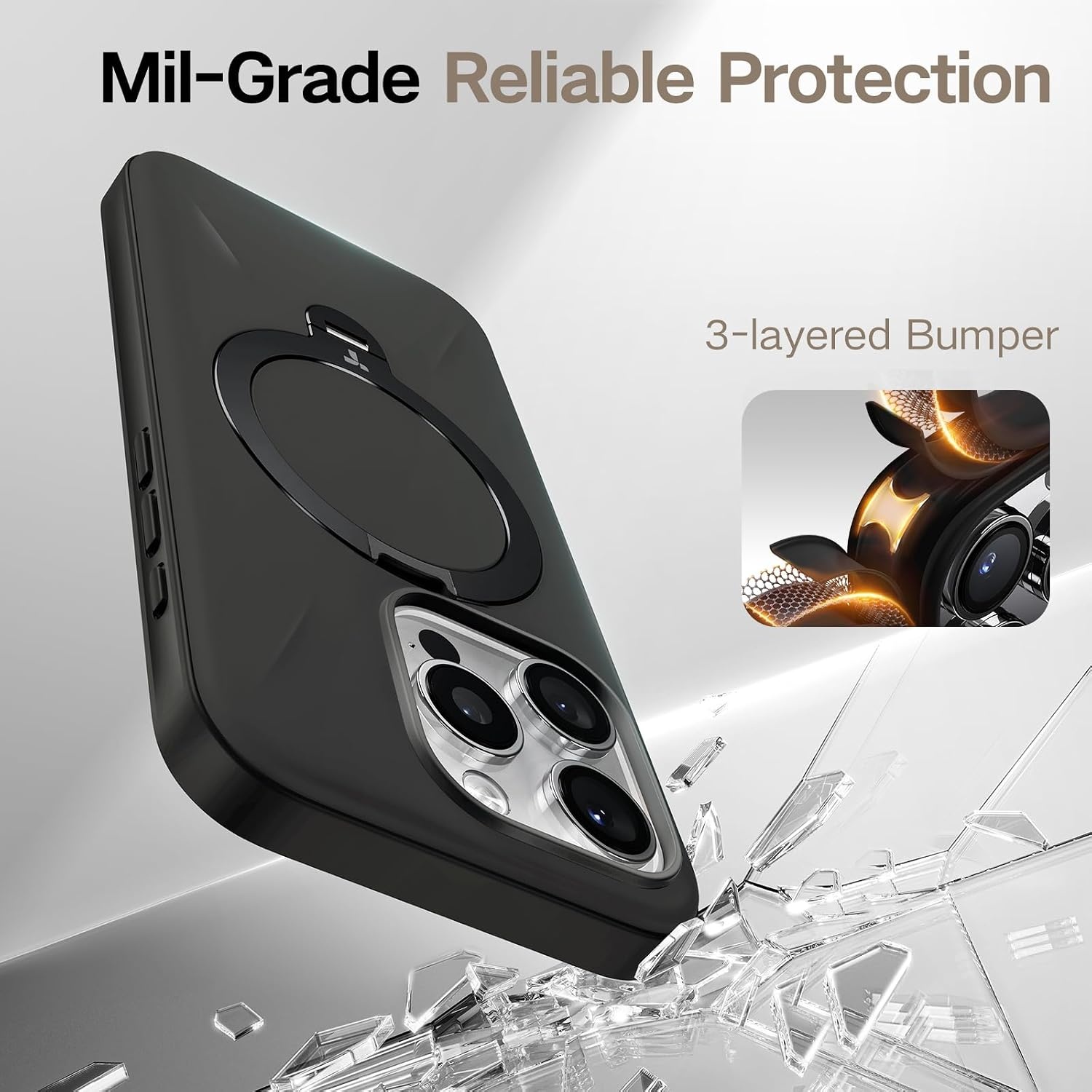 image:imageTORRAS 360Spin Stand for iPhone 16 Pro Case 63 inch Fit for Magsafe Hard PC MilSTD Protective ScratchResistant Case for iPhone 16 Pro Phone Case Ostand Spin Dune Beige 2024Black