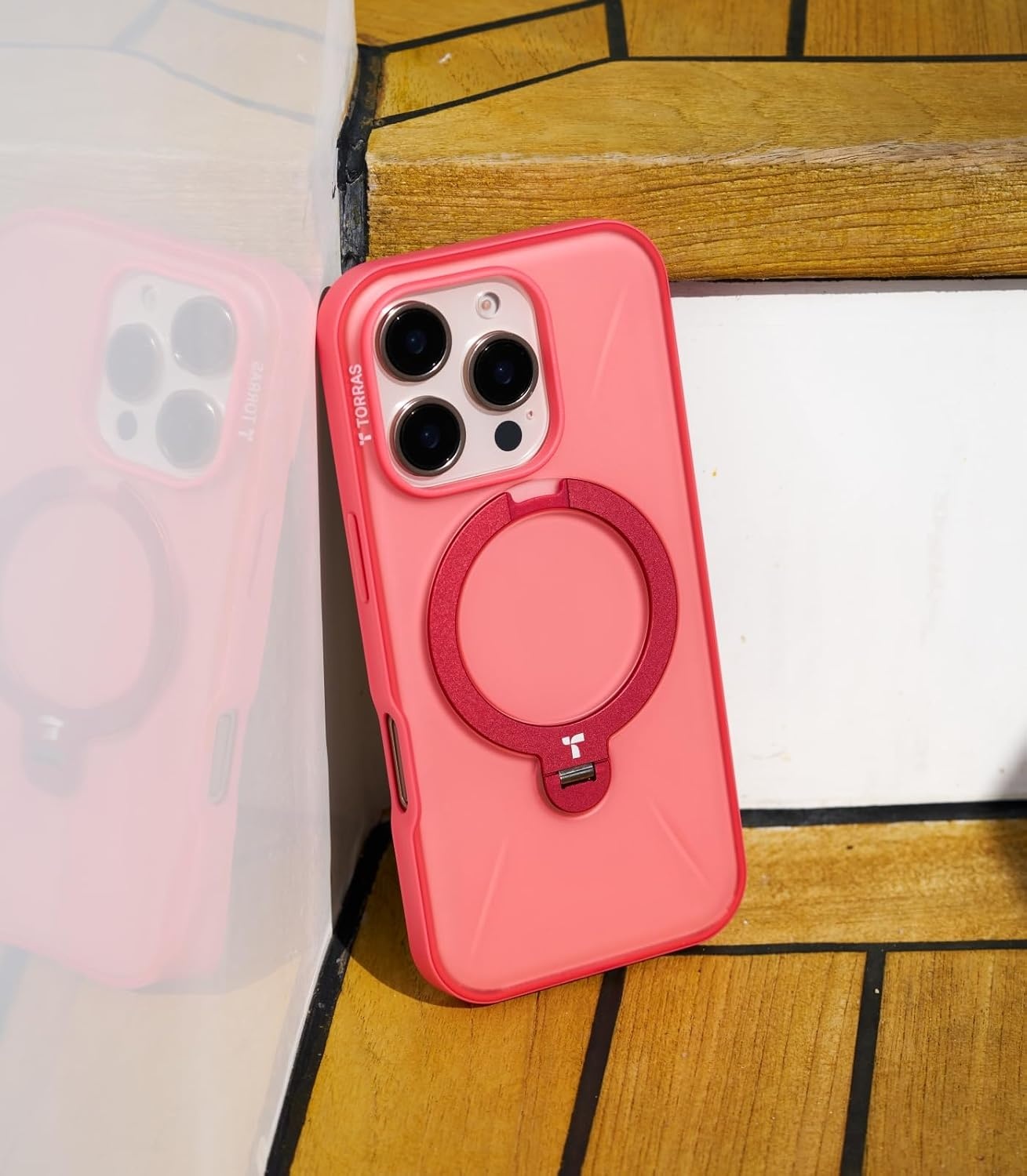 image:imageTORRAS 360Spin Stand for iPhone 16 Pro Case 63 inch Fit for Magsafe Hard PC MilSTD Protective ScratchResistant Case for iPhone 16 Pro Phone Case Ostand Spin Dune Beige 2024Hot Coral