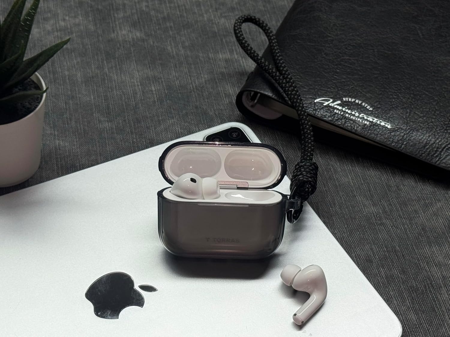 image:imageTORRAS A3 Neo for AirPods Pro 3 Case 3rd Generation 2025 Rugged Drop Protection AntiYellowing TPU Slim Translucent Cover Wireless Charging Compatible Keychain Lanyard Glacier SprintBlack