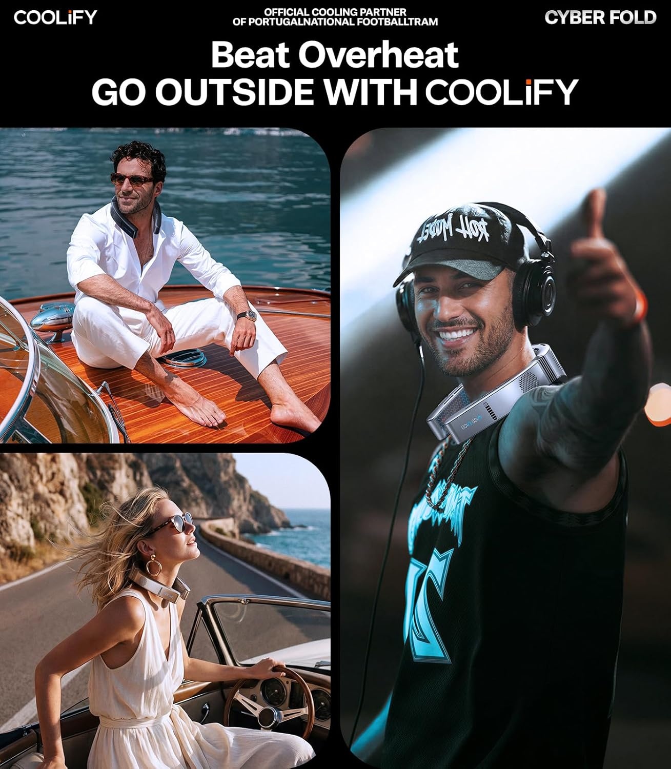 image:imageTORRAS COOLiFY 2026 Cyber Fold AI Neck Air Conditioner Ultimate Cooler Max Cooling Area Neck amp Face Cooler with Adjustable Strong Wind Rechargeable Neck Fan for Travel Gift for Dad Husband BlackTitanium Frost