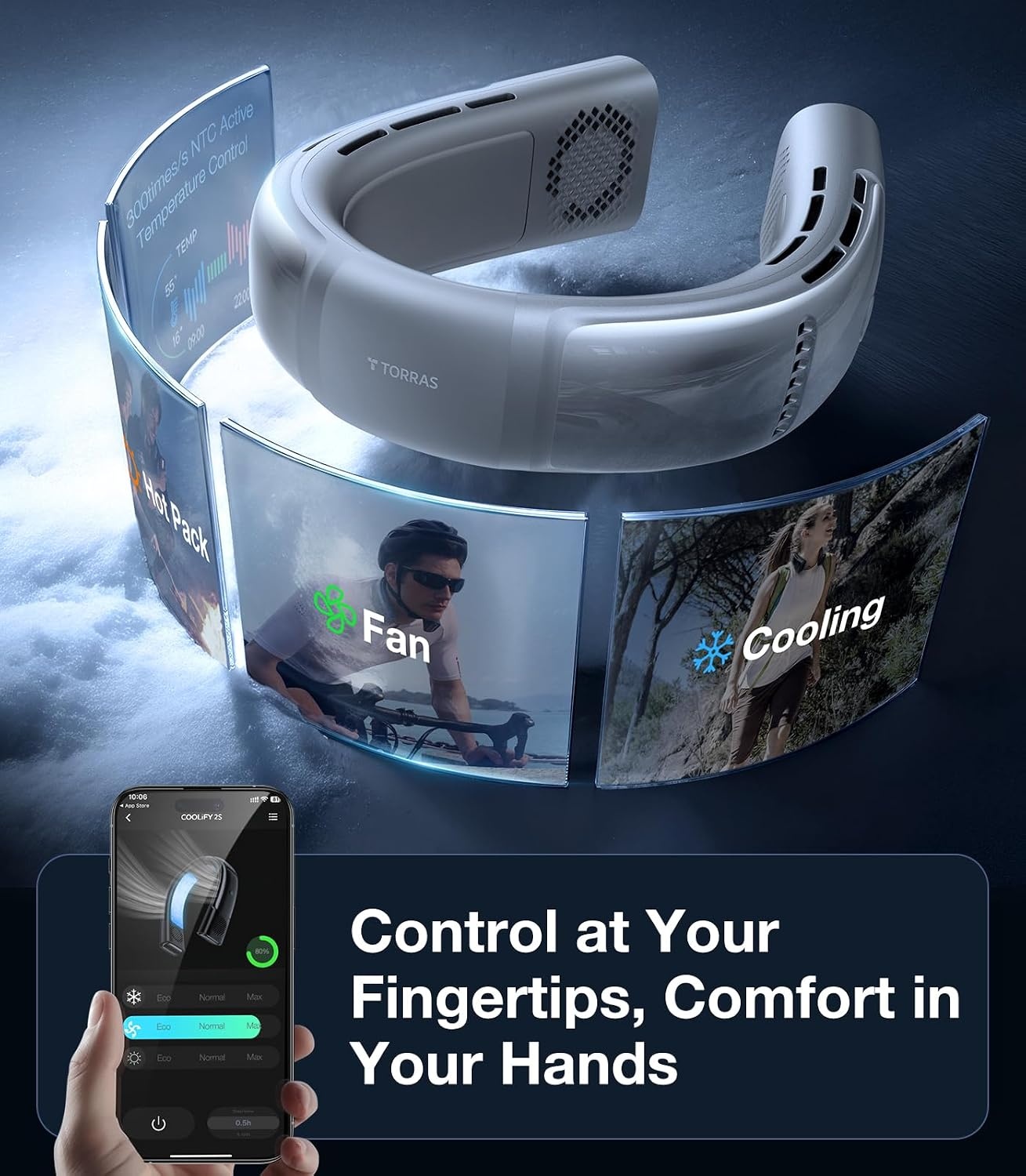 image:imageTORRAS COOLiFY 2S Lite Neck Air Conditioner Long Battery Life Cooling Neck Fan Lightweight amp Comfortable HandsFree Wearable AC for Commute Work Travel GrayGrey