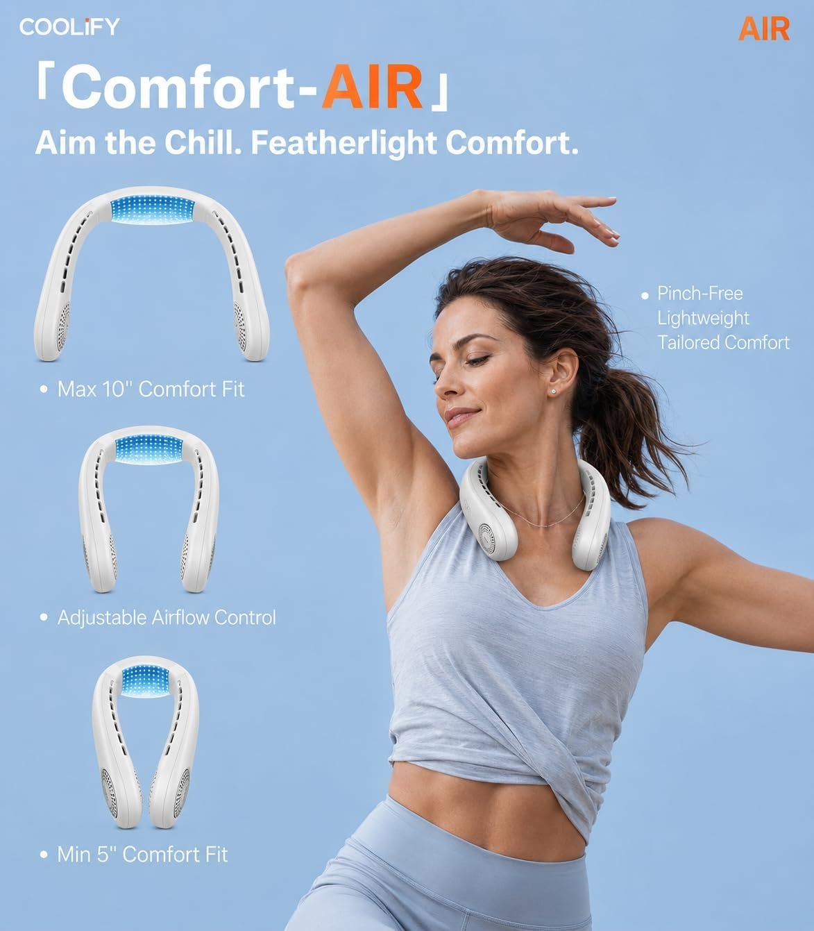 image:imageTORRAS COOLiFY Air 2026 Upgraded Neck Fan Air Conditioner DualAirflow Pro Cooling Ultra Light Portable Fan Rechargeable Personal Cooling Fan Travel Essentials Gift for Dad Husband Father BlackDeep Black