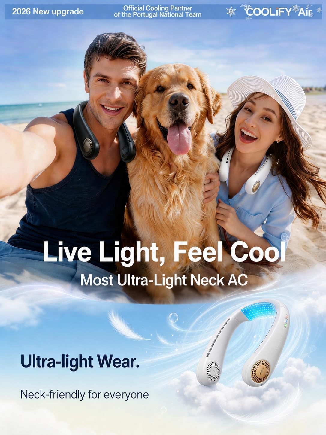 image:imageTORRAS COOLiFY Air 2026 Upgraded Neck Fan Air Conditioner DualAirflow Pro Cooling Ultra Light Portable Fan Rechargeable Personal Cooling Fan Travel Essentials Gift for Dad Husband Father BlackDeep Black