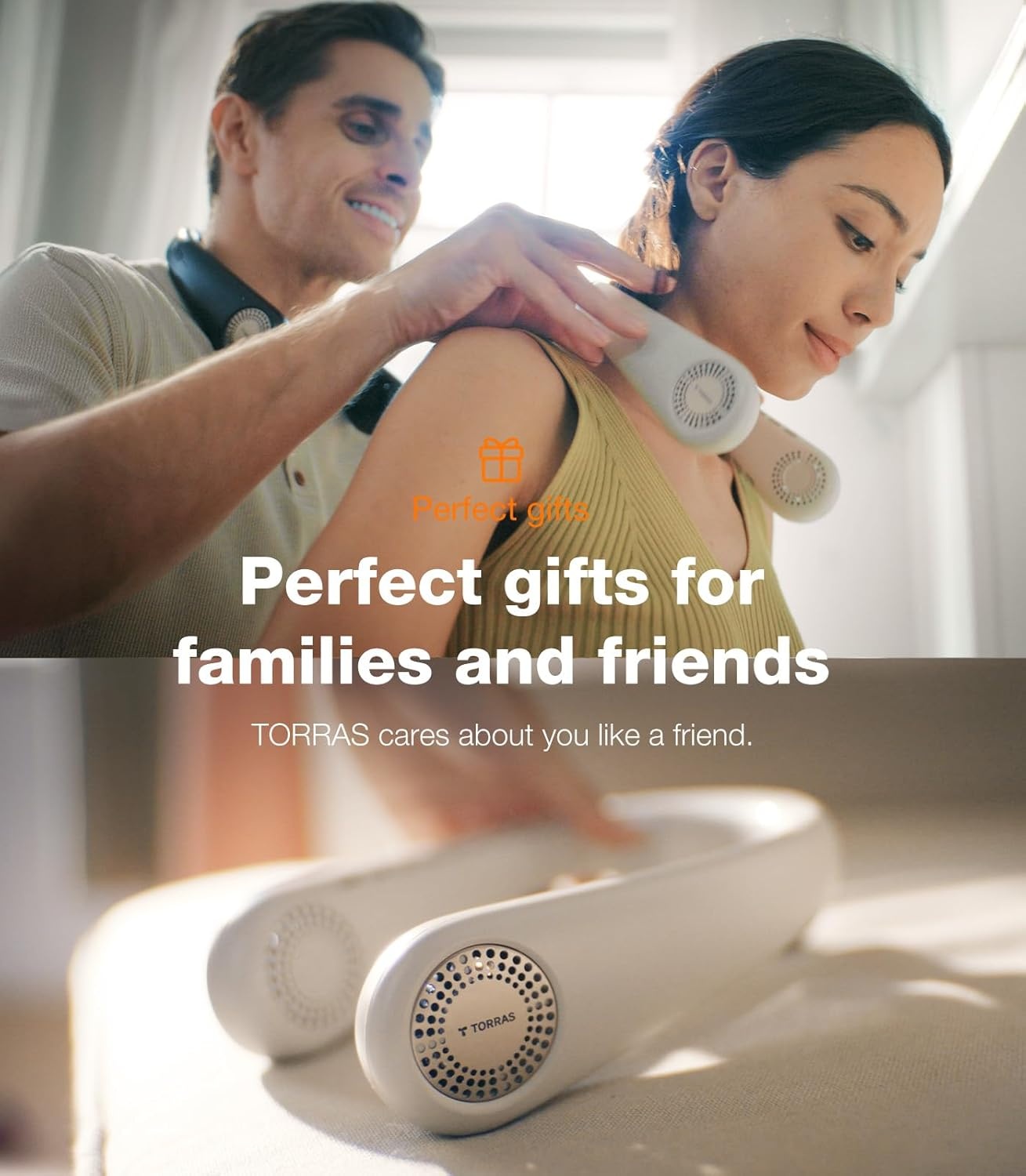 image:imageTORRAS COOLiFY Air 2026 Upgraded Neck Fan Air Conditioner DualAirflow Pro Cooling Ultra Light Portable Fan Rechargeable Personal Cooling Fan Travel Essentials Gift for Dad Husband Father BlackIvory White