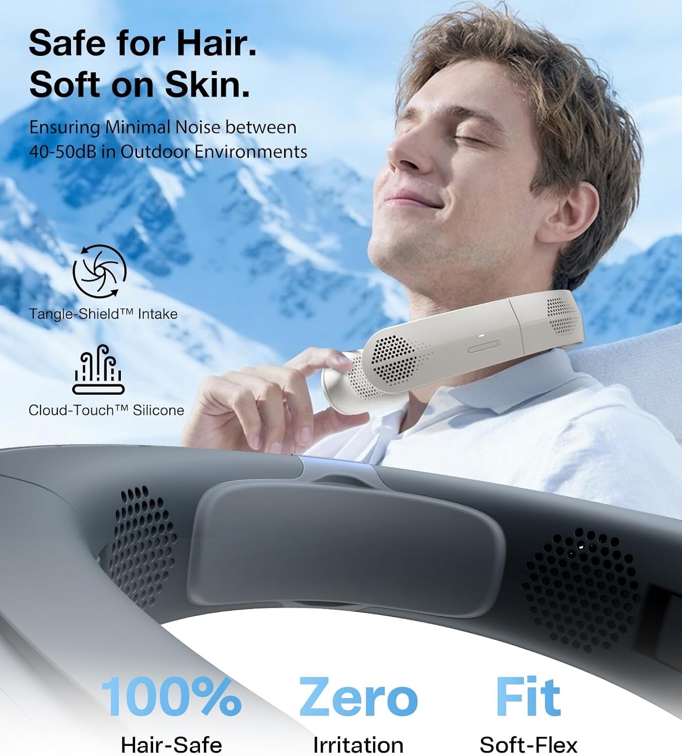 image:imageTORRAS COOLiFY Lite Neck Fan 1 Wind Power Portable Neck Fan with 14H Battery 360 Cooling Neck Fan 90 Foldable Neck Fans for Outdoor Travel Workout Gifts for Father Men Women IvoryGlossy Black