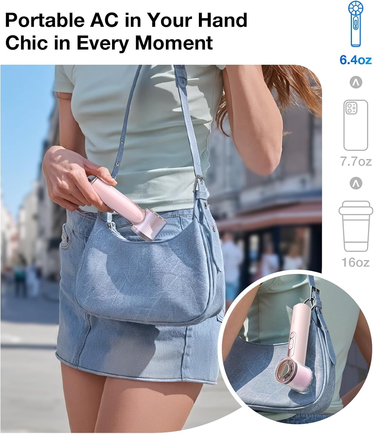 image:imageTORRAS COOLiFY iva Handheld Fan with Ice Cooler Chill by 50F 0100 Adjustable Speed Super Mini Powerful Portable Fan 4900mAh Rechargeable Hand Fans for Travel EssentialsMothers Day GiftsIvoryPink