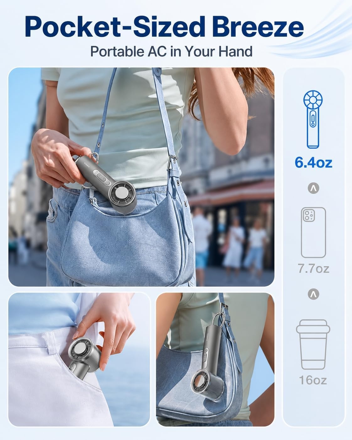 image:imageTORRAS COOLiFY iva Handheld Fan with Ice Cooler Chill by 50F 0100 Adjustable Speed Super Mini Powerful Portable Fan 4900mAh Rechargeable Hand Fans for Travel EssentialsMothers Day GiftsIvoryCharcoal Grey
