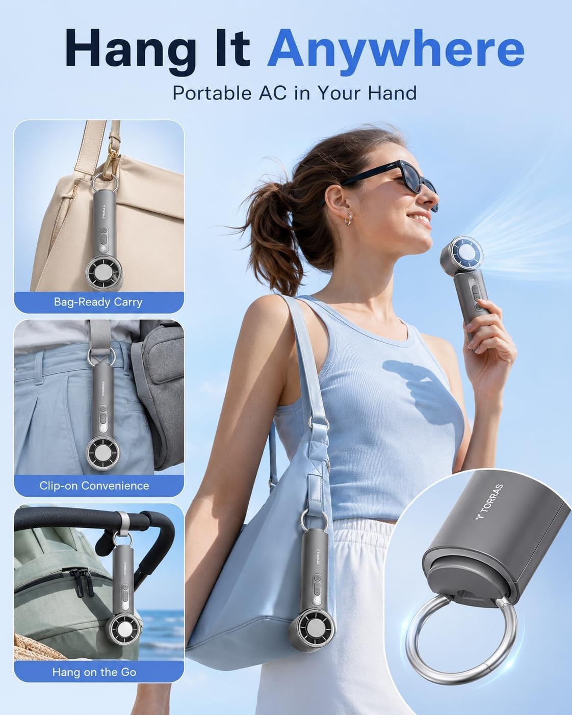 image:imageTORRAS COOLiFY iva Handheld Fan with Ice Cooler Chill by 50F 0100 Adjustable Speed Super Mini Powerful Portable Fan 4900mAh Rechargeable Hand Fans for Travel EssentialsMothers Day GiftsIvoryIvory White