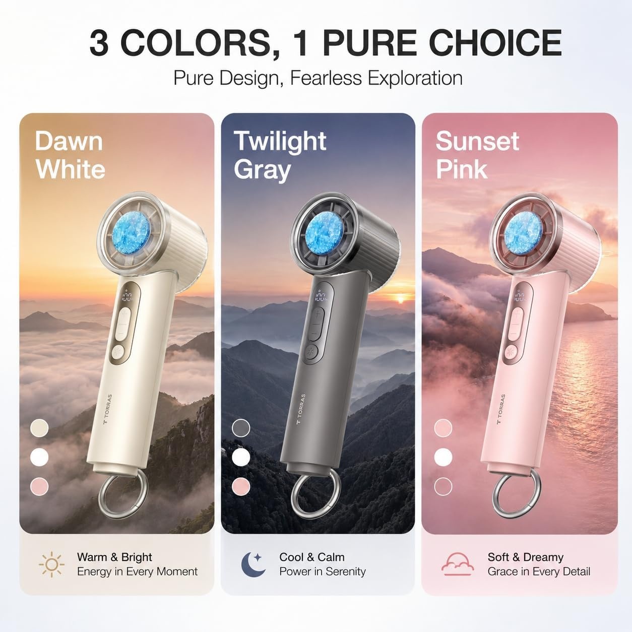 image:imageTORRAS COOLiFY iva Handheld Fan with Ice Cooler Chill by 50F 0100 Adjustable Speed Super Mini Powerful Portable Fan 4900mAh Rechargeable Hand Fans for Travel EssentialsMothers Day GiftsIvoryIvory White