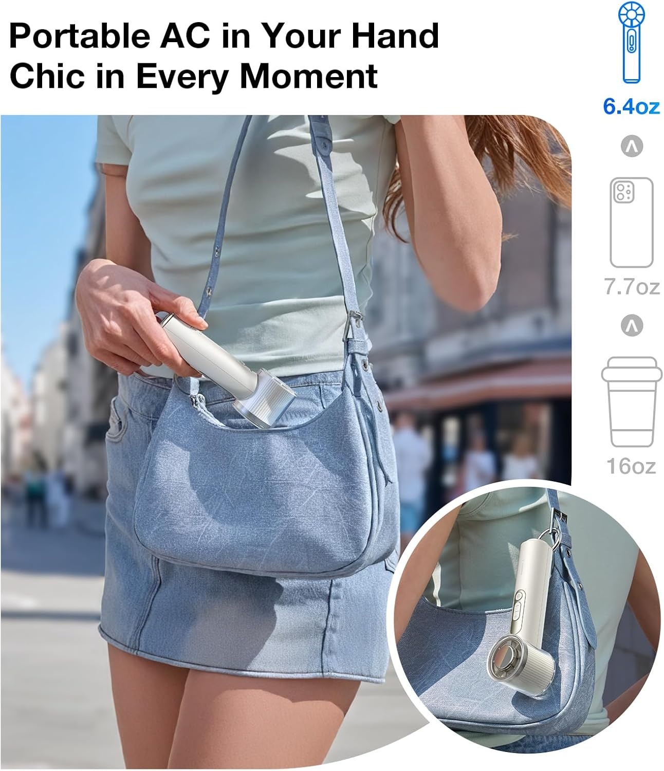image:imageTORRAS COOLiFY iva Handheld Fan with Ice Cooler Chill by 50F 0100 Adjustable Speed Super Mini Powerful Portable Fan 4900mAh Rechargeable Hand Fans for Travel EssentialsMothers Day GiftsIvoryIvory