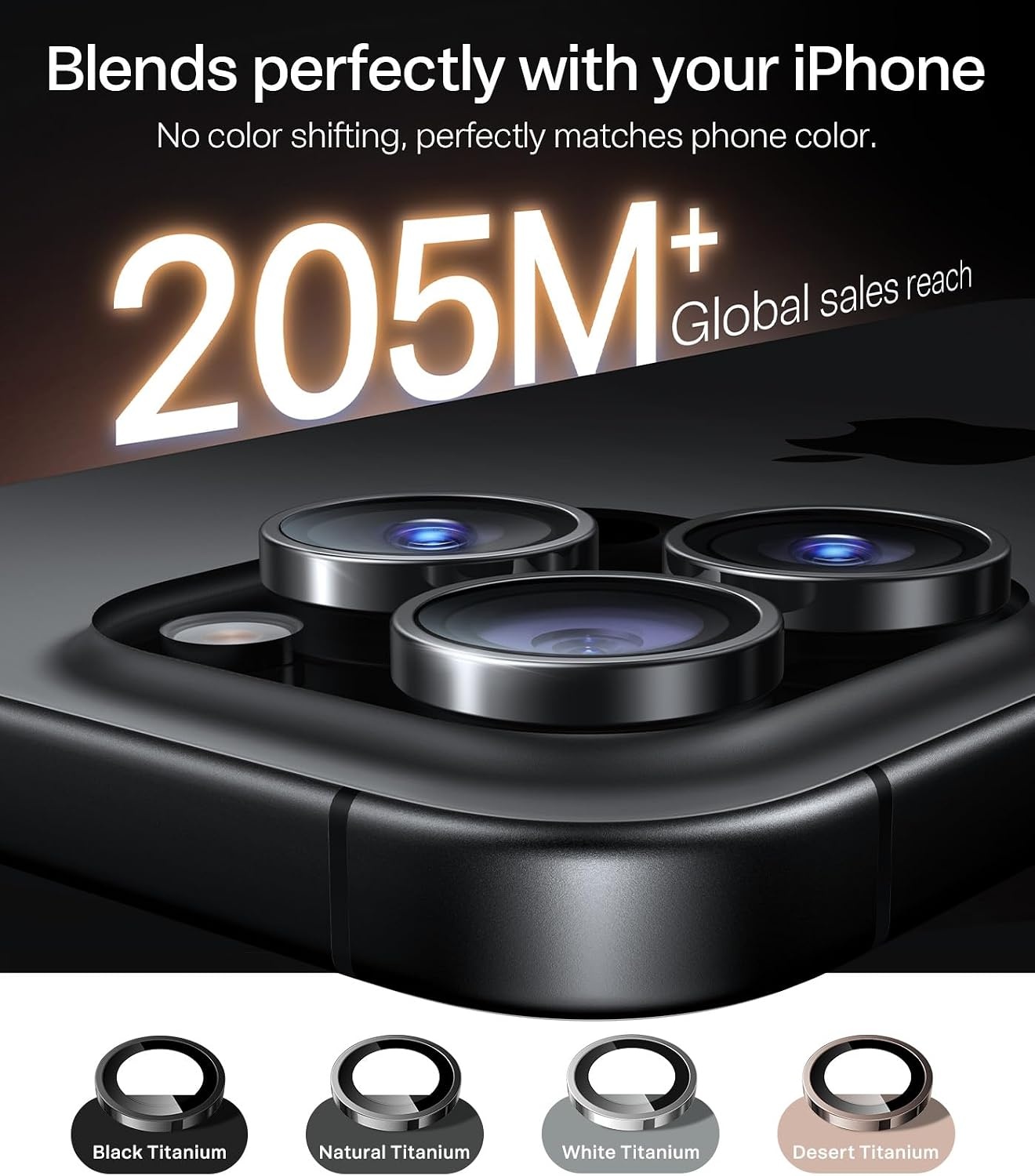 image:imageTORRAS Camera Lens Protector for iPhone 16 Pro Max16 Pro Black TitaniumBlack Titanium