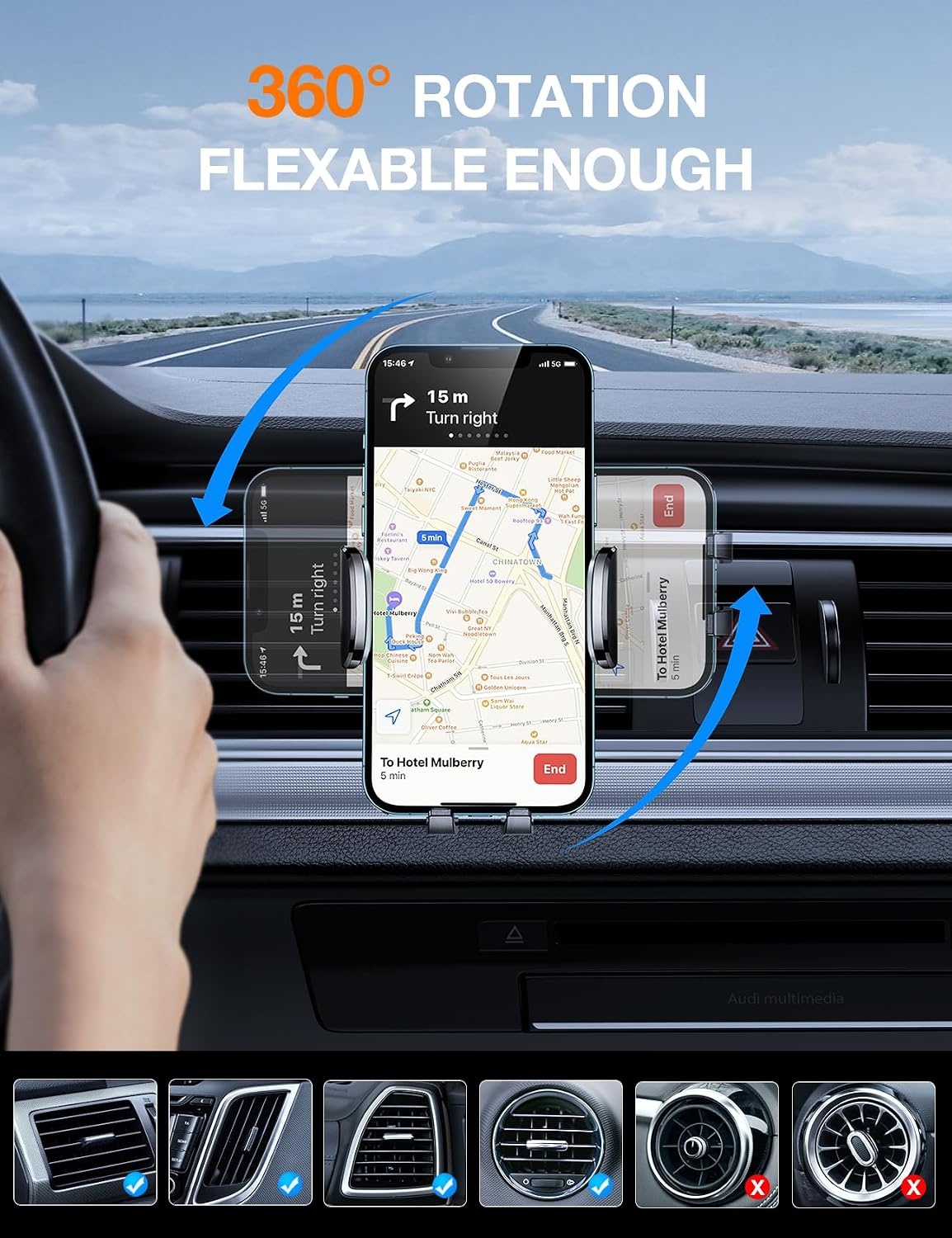 image:imageTORRAS Car Vent Phone Mount CostEffective Metal Clip Cell Phone Holder Car Universal Air Vent Mount for iPhone 15 14 13 12 Pro Max Samsung Galaxy S23 S22 Ultra Note ampAll
