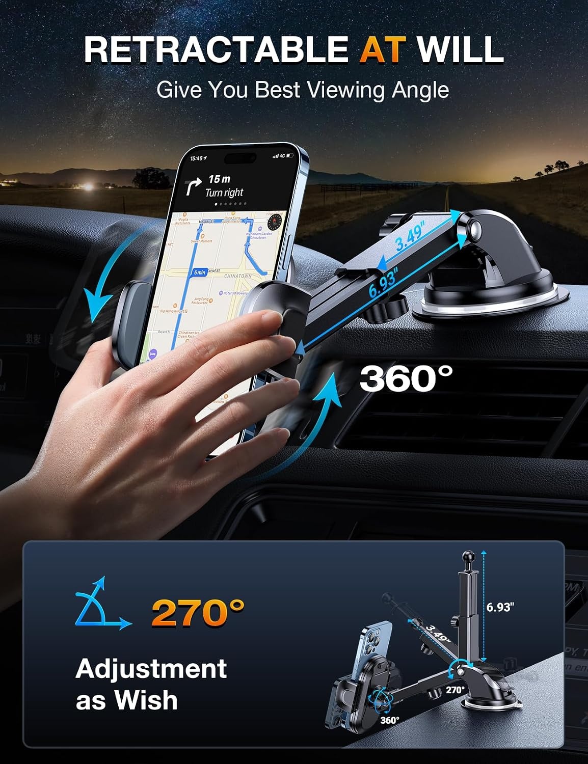 image:imageTORRAS Cell Phone Holder for Car MilitaryGrade Durable 3 in 1 Car Phone Holder Mount Dashboard Air Vent Windshield Fit for iPhone 16 15 14 13 Pro Max Samsung 23 Galaxy Note Ultra