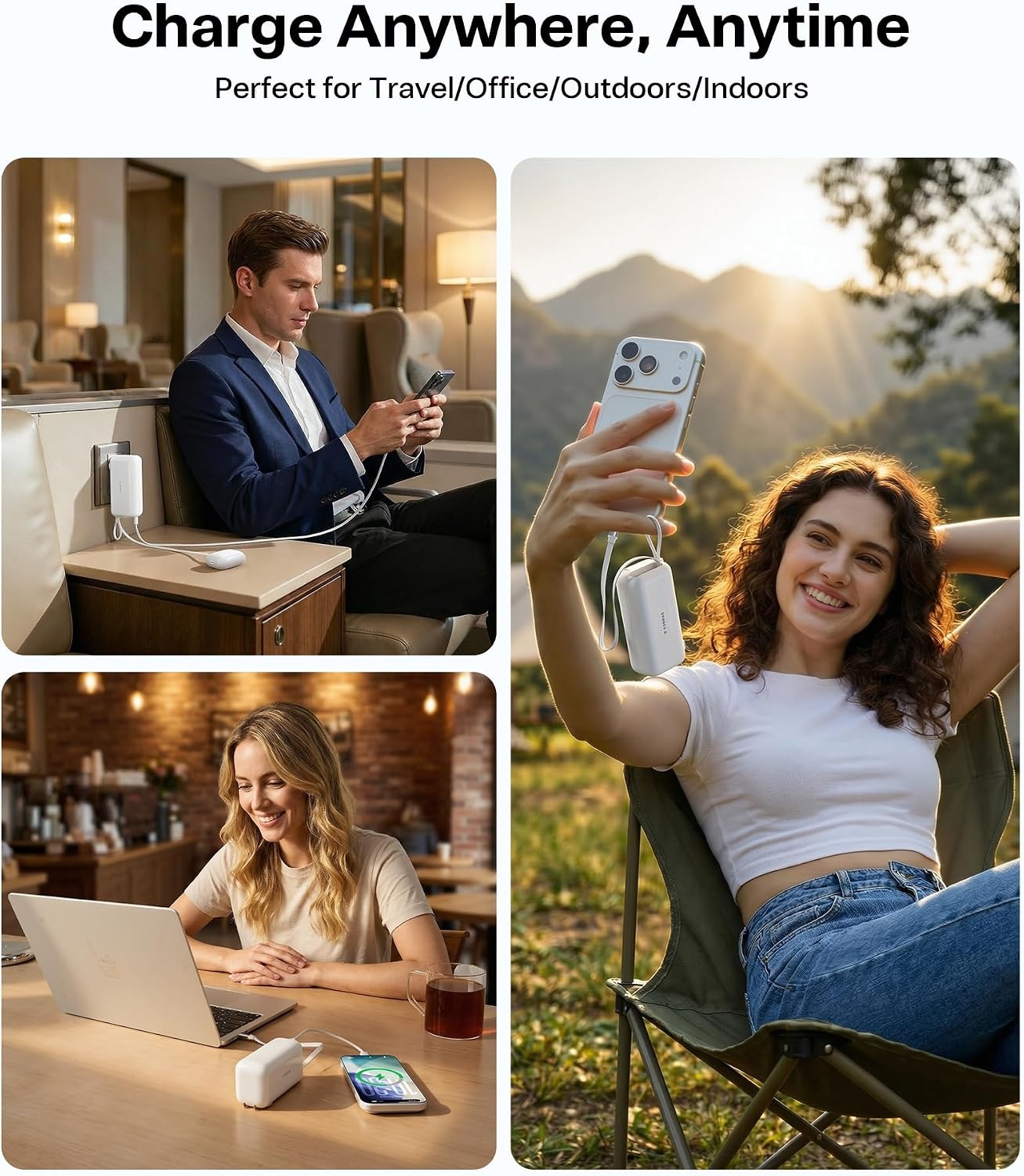 image:imageTORRAS EasyGO Lite 3in1 Portable Charger with Retractable USBC Cable amp Wall Plug 10000mAh Power Bank 35W Fast Charging Travel Essentials for iPhone 1716 Pro Max Samsung iPad MacBook Air