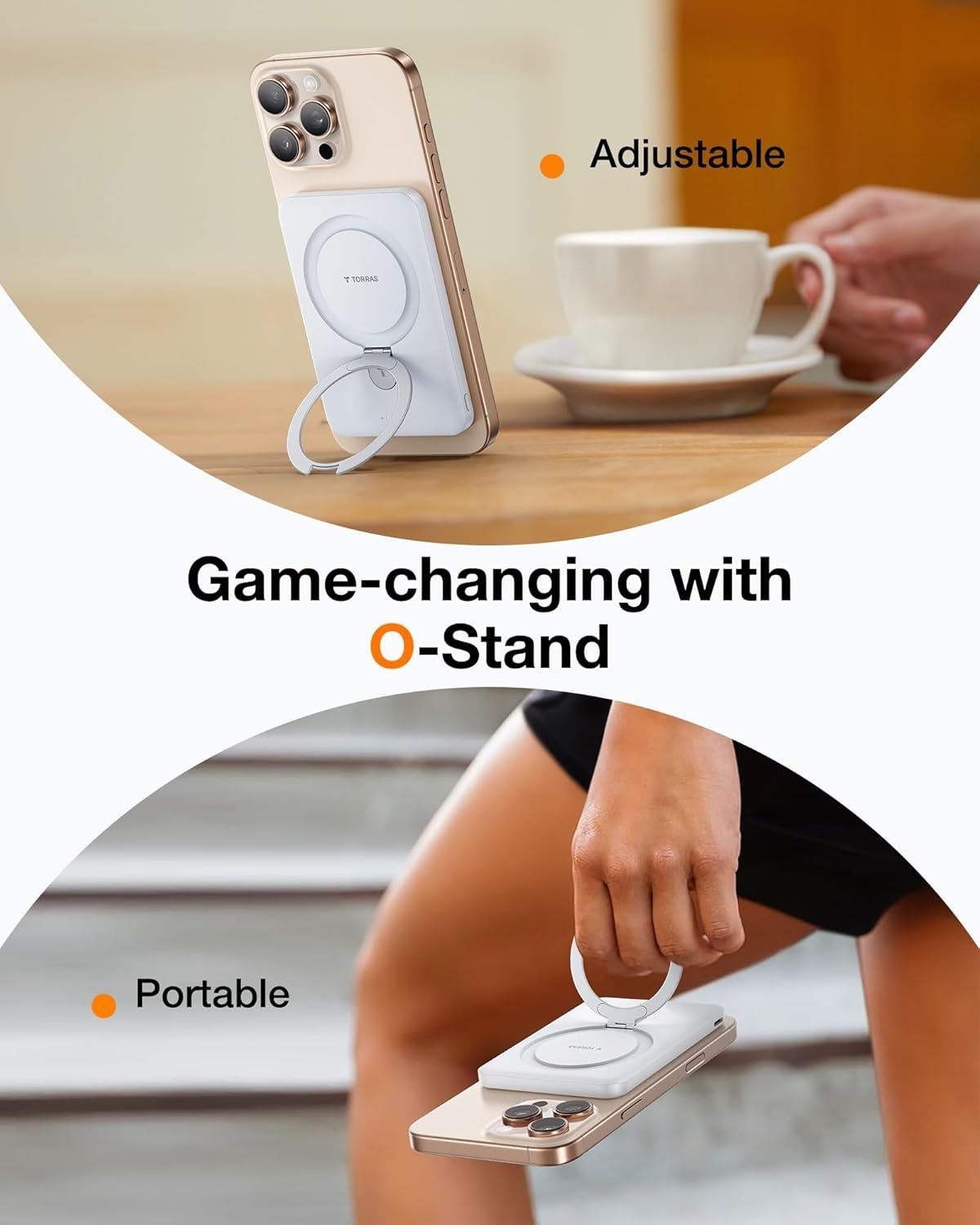 image:imageTORRAS EasyGo 10000mAh Magnetic Portable Charger Power Bank for iPhone Fast Charging Travel Essential Wireless Battery Pack with Stand Compatible with Magsafe17 Pro MaxPro1615141312 Deep BlueWHITE