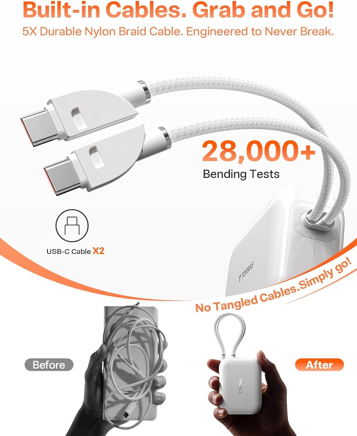 image:imageTORRAS EasyGo 10000mAh Magnetic Portable Charger Power Bank for iPhone Fast Charging Travel Essential Wireless Battery Pack with Stand Compatible with Magsafe17 Pro MaxPro1615141312 Deep BluePearl White