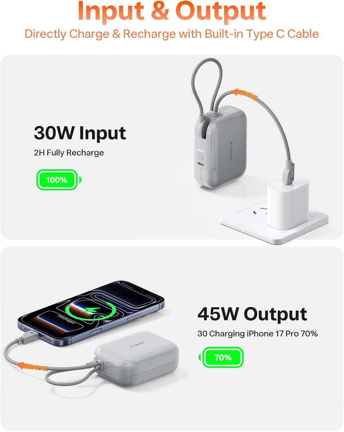 image:imageTORRAS EasyGo 10000mAh Magnetic Portable Charger Power Bank for iPhone Fast Charging Travel Essential Wireless Battery Pack with Stand Compatible with Magsafe17 Pro MaxPro1615141312 Deep BlueGrey