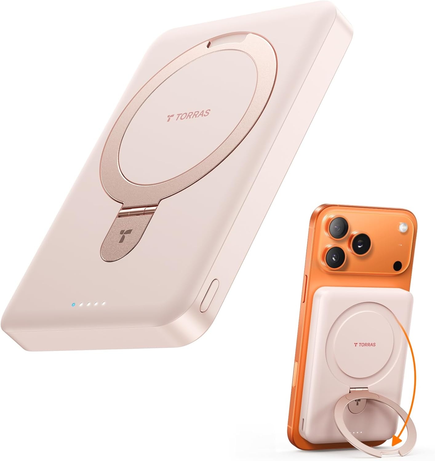 image:imageTORRAS EasyGo 10000mAh Magnetic Portable Charger Power Bank for iPhone Fast Charging Travel Essential Wireless Battery Pack with Stand Compatible with Magsafe17 Pro MaxPro1615141312 Deep BlueROSE GOLD