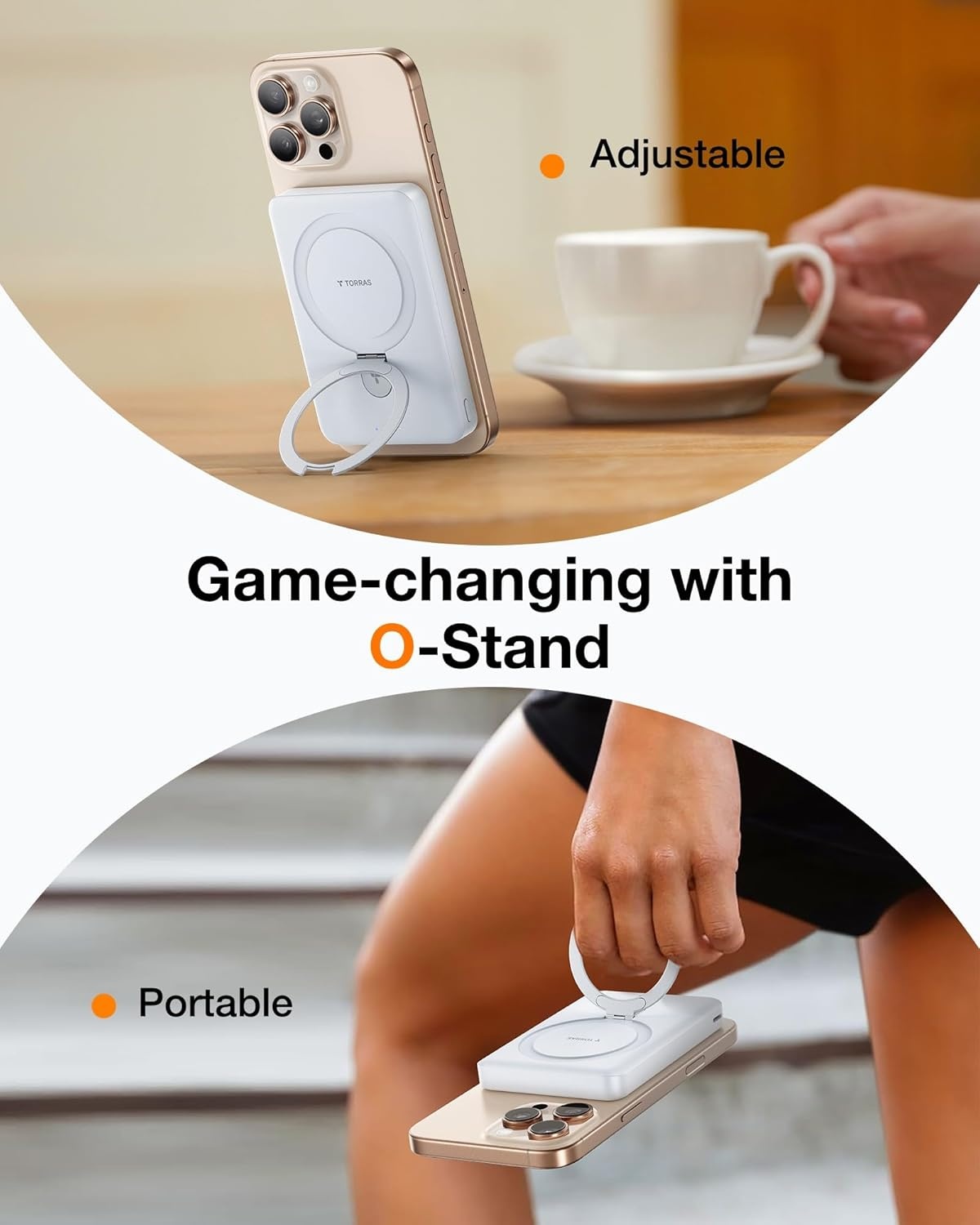 image:imageTORRAS EasyGo 10000mAh Magnetic Portable Charger Power Bank for iPhone Fast Charging Travel Essential Wireless Battery Pack with Stand Compatible with Magsafe17 Pro MaxPro1615141312 Deep BlueWHITE
