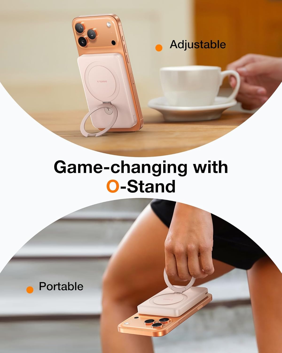 image:imageTORRAS EasyGo 10000mAh Magnetic Portable Charger Power Bank for iPhone Fast Charging Travel Essential Wireless Battery Pack with Stand Compatible with Magsafe17 Pro MaxPro1615141312 Deep BlueROSE GOLD