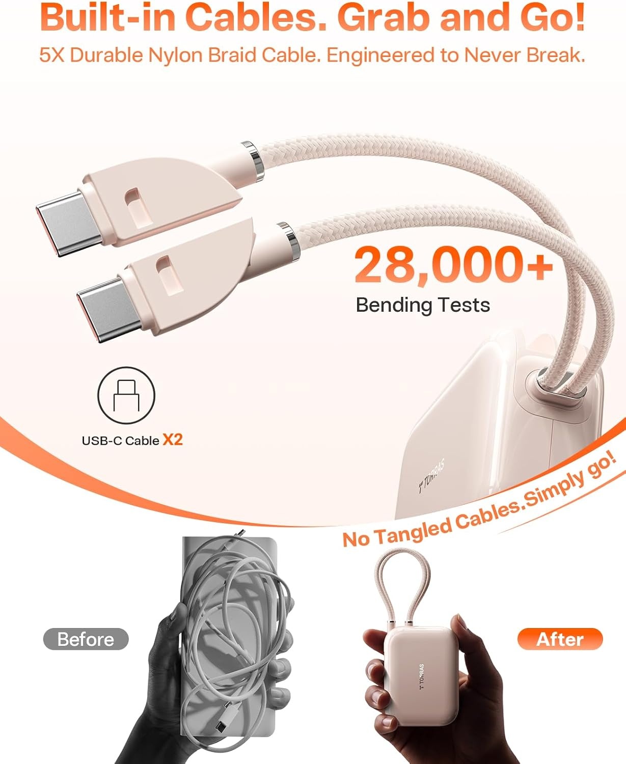 image:imageTORRAS EasyGo 10000mAh Magnetic Portable Charger Power Bank for iPhone Fast Charging Travel Essential Wireless Battery Pack with Stand Compatible with Magsafe17 Pro MaxPro1615141312 Deep BluePINK GOLD
