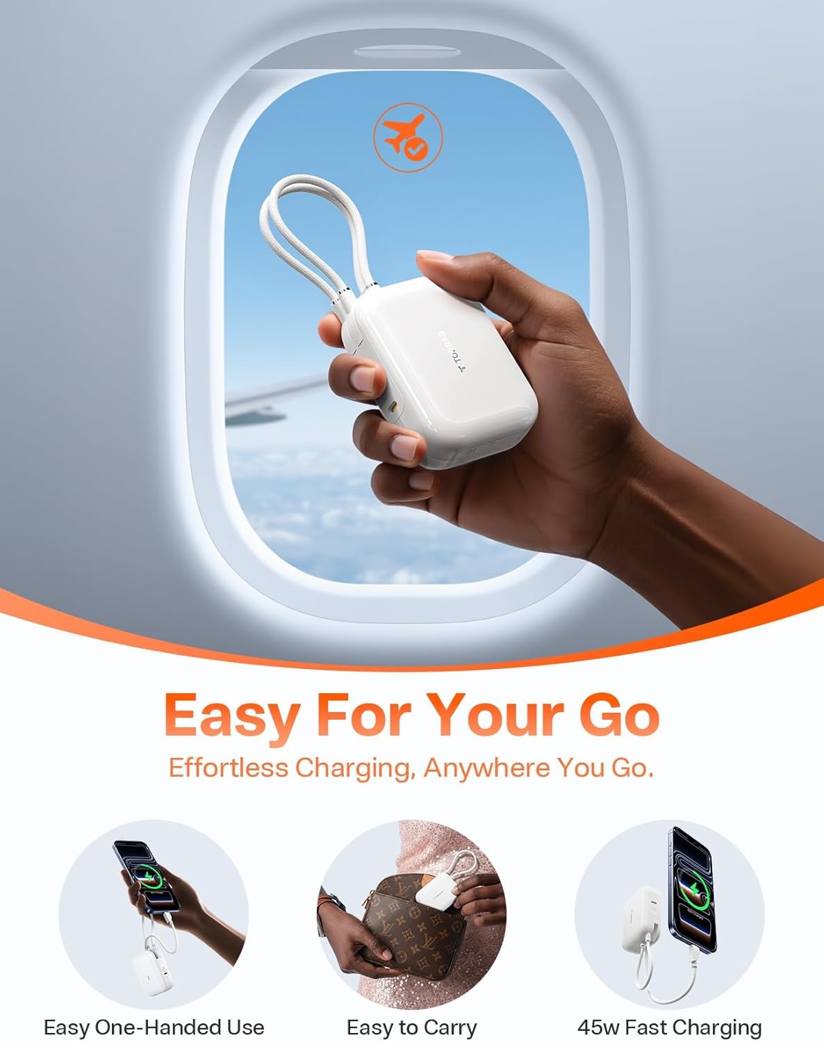 image:imageTORRAS EasyGo 10000mAh Magnetic Portable Charger Power Bank for iPhone Fast Charging Travel Essential Wireless Battery Pack with Stand Compatible with Magsafe17 Pro MaxPro1615141312 Deep BluePearl White