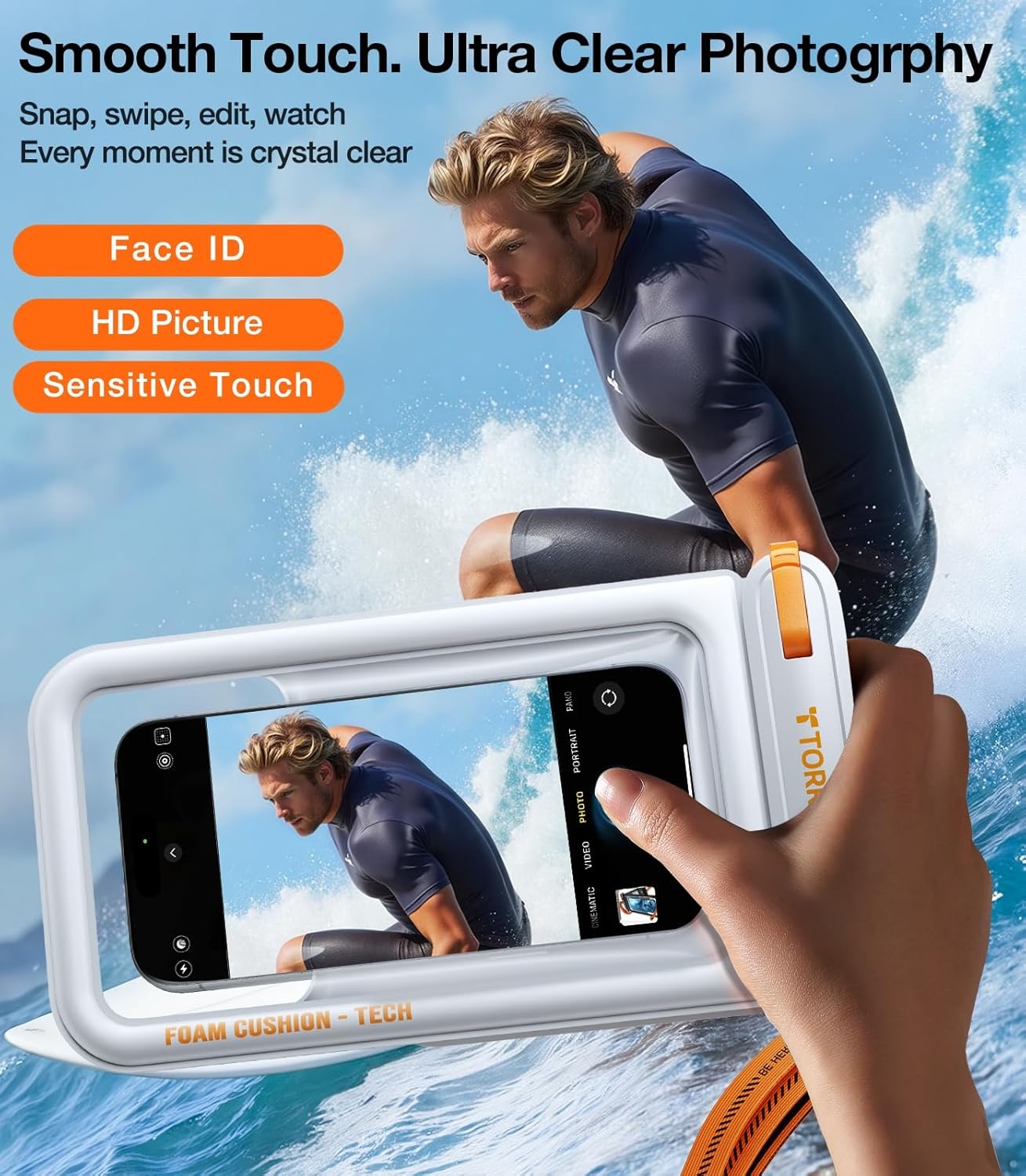image:imageTORRAS IP68 Waterproof Phone Pouch Double Space Floating Waterproof Phone Case with Lanyard for iPhone 17 Pro Max 16 15 14 S26 S25 Phone Dry Bag Vacation Cruise Ship Travel Essentials 70 WhiteWhite