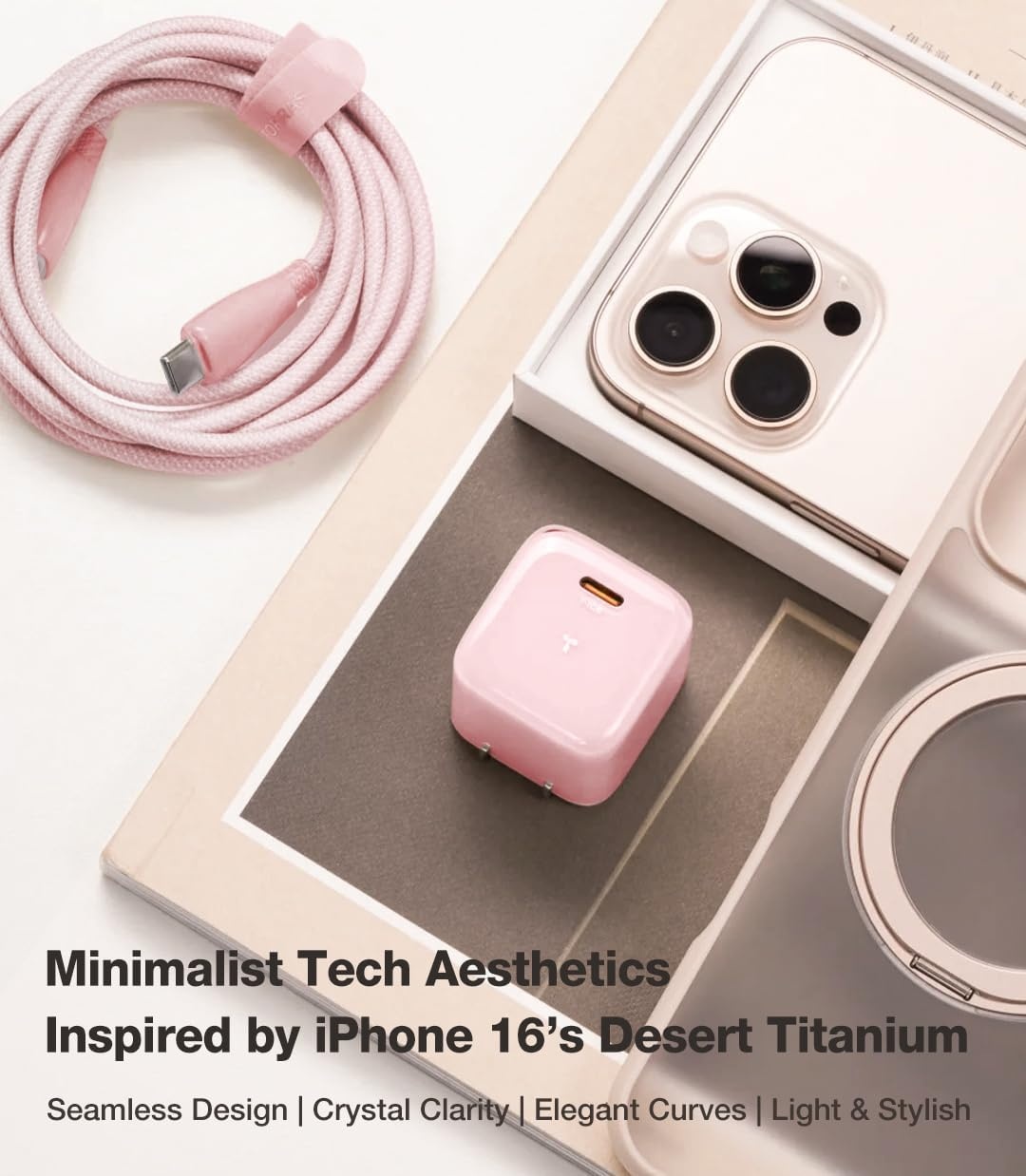 image:imageTORRAS IceNano 30W USB C Wall Charger Ultra Mini Foldable Fast Charger Block with Cooling Tech Compact Travel Wall Charger for iPhone 171615 Samsung iPad Light Blue 56ft Cable IncludedLight Pink