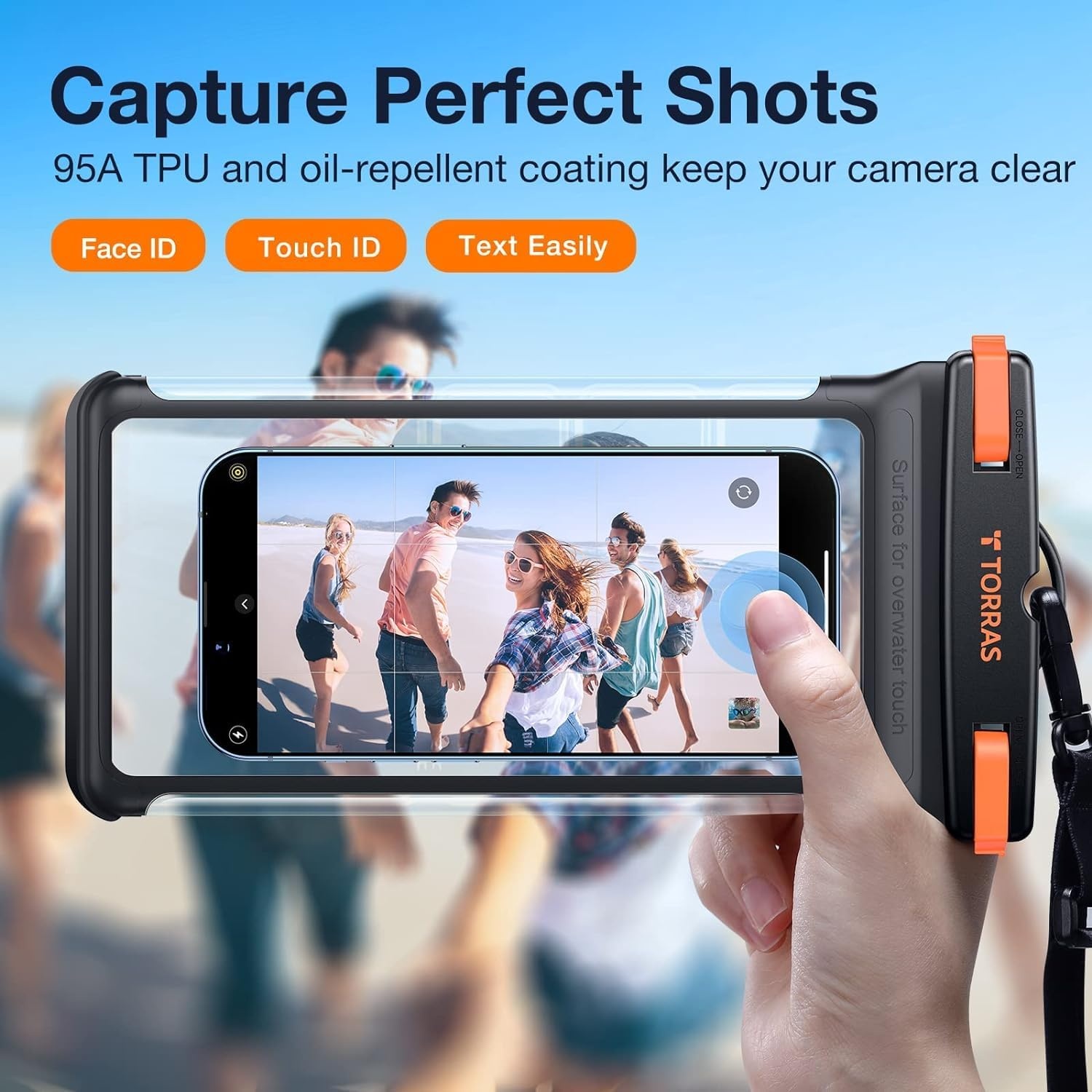 image:imageTORRAS Icecube IPX8 Waterproof Phone Pouch Underwater Screen Touchable Waterproof Phone Case for Snorkeling Adjustable Lanyard Vacation Essentials for iPhone 15 Pro Max1413 Samsung Black 69