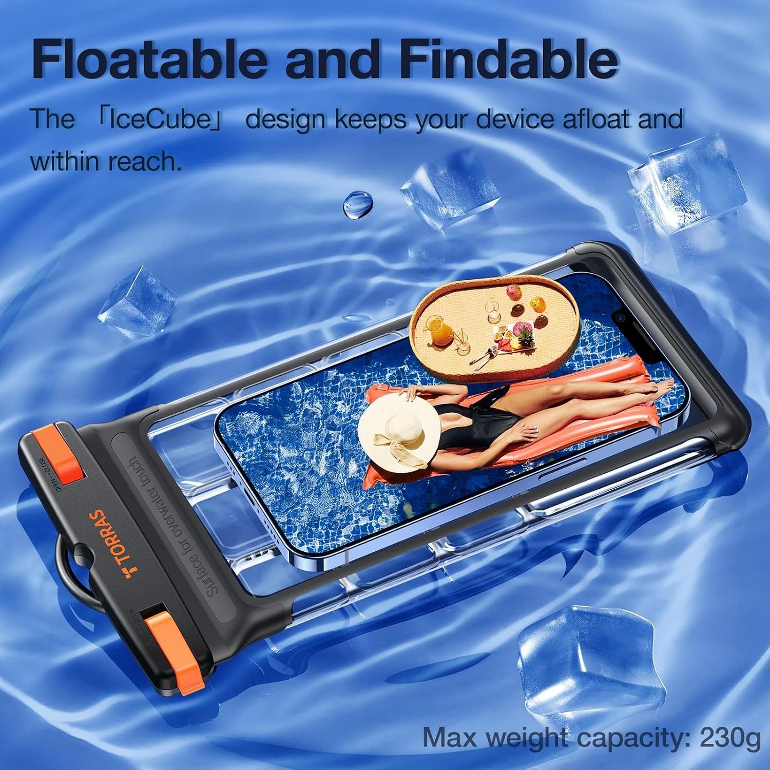 image:imageTORRAS Icecube IPX8 Waterproof Phone Pouch Underwater Screen Touchable Waterproof Phone Case for Snorkeling Adjustable Lanyard Vacation Essentials for iPhone 15 Pro Max1413 Samsung Black 69