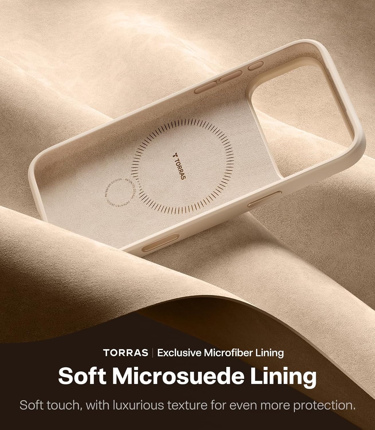 image:imageTORRAS Liquid Silicone for iPhone 16 Pro Case with 360 Spin Magnetic Ring Stand with Camera Control Fit for MagSafe OStand Q3 Silicone NonSlip Protective Case for iPhone 16 Pro Obsidian BlackDune Beige