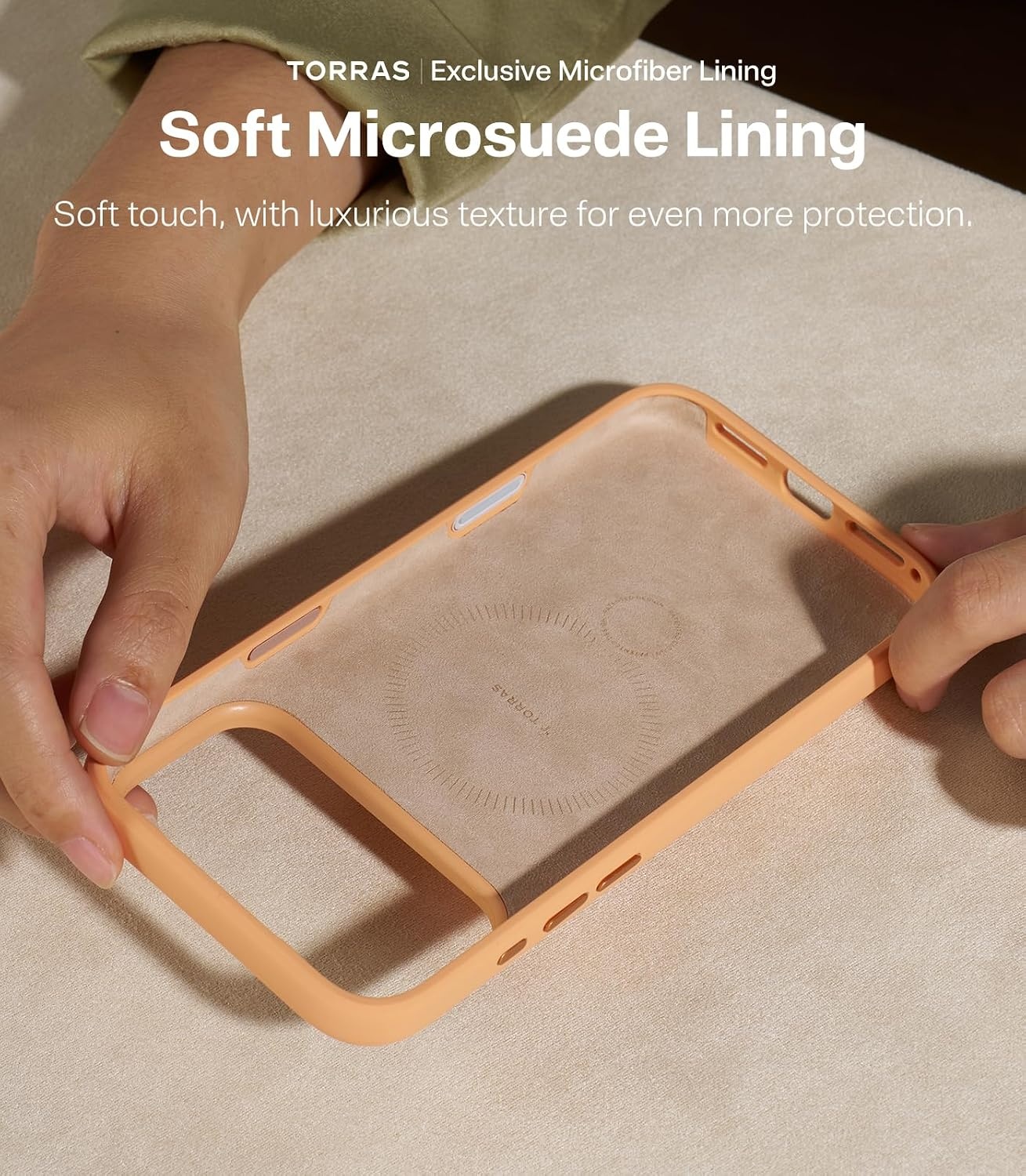 image:imageTORRAS Liquid Silicone for iPhone 16 Pro Case with 360 Spin Magnetic Ring Stand with Camera Control Fit for MagSafe OStand Q3 Silicone NonSlip Protective Case for iPhone 16 Pro Obsidian BlackPastel Orange