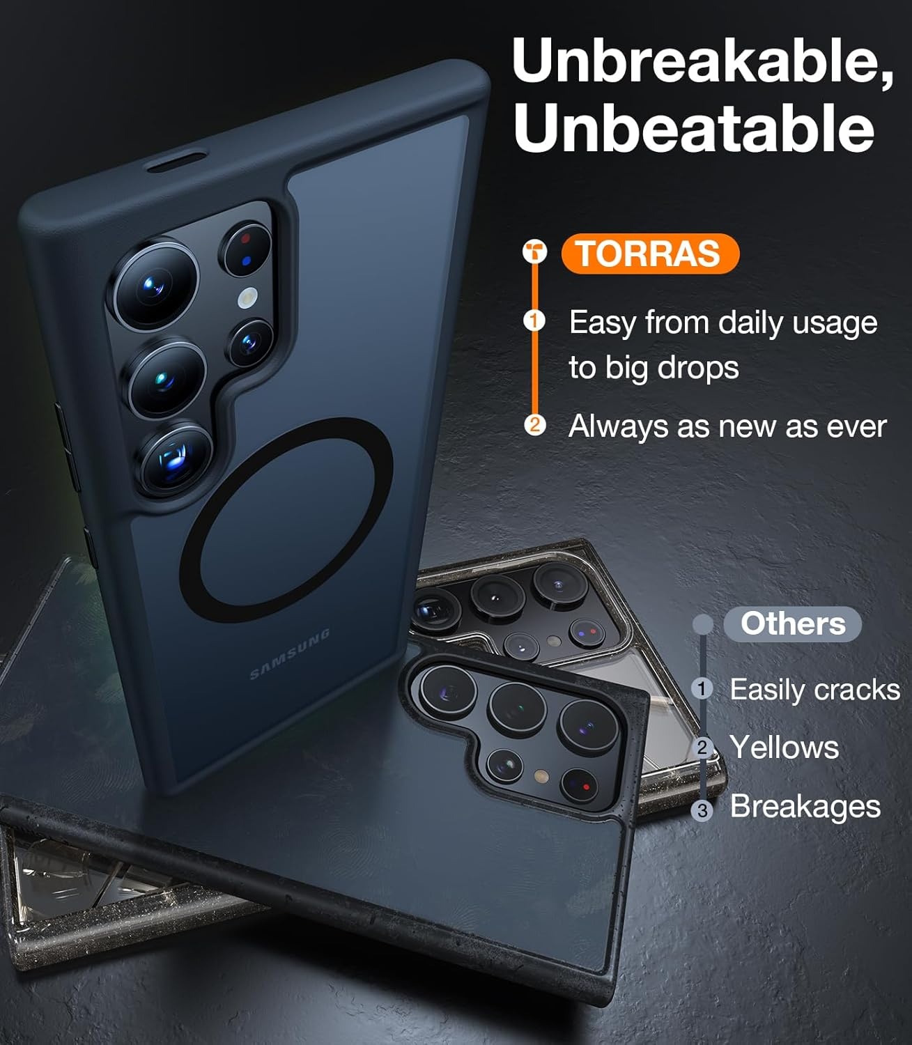 image:imageTORRAS Magnetic Guardian Only for Samsung Galaxy S23 Case 61 Military Grade Drop Tested Compatible with MagSafe SemiClear Hard Back amp Soft Edge Slim PC amp TPU S23 Case 61 Inch BlackBlack