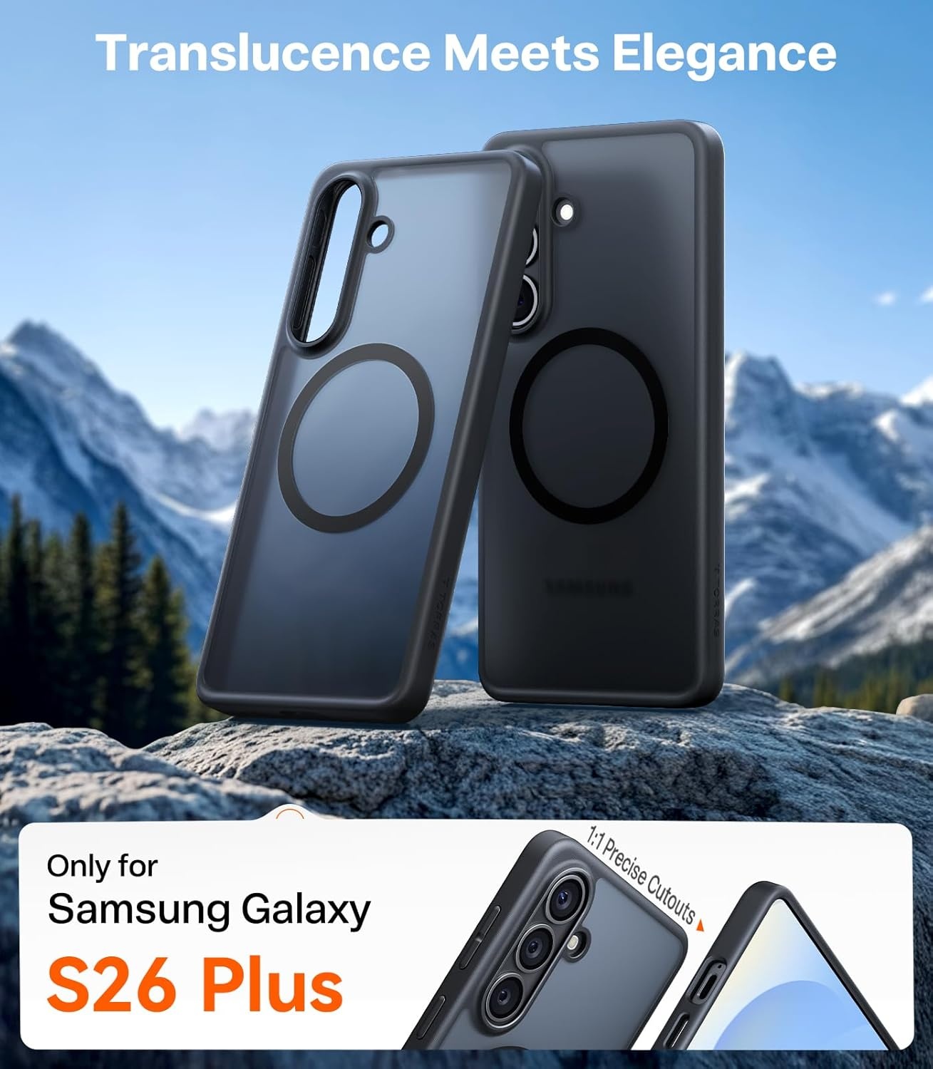 image:imageTORRAS Magnetic Guardian Only for Samsung Galaxy S23 Case 61 Military Grade Drop Tested Compatible with MagSafe SemiClear Hard Back amp Soft Edge Slim PC amp TPU S23 Case 61 Inch BlackBlack