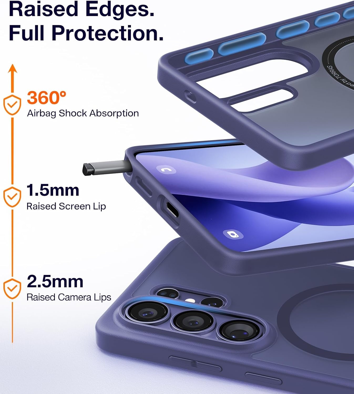 image:imageTORRAS Magnetic Guardian Only for Samsung Galaxy S23 Case 61 Military Grade Drop Tested Compatible with MagSafe SemiClear Hard Back amp Soft Edge Slim PC amp TPU S23 Case 61 Inch BlackPurple