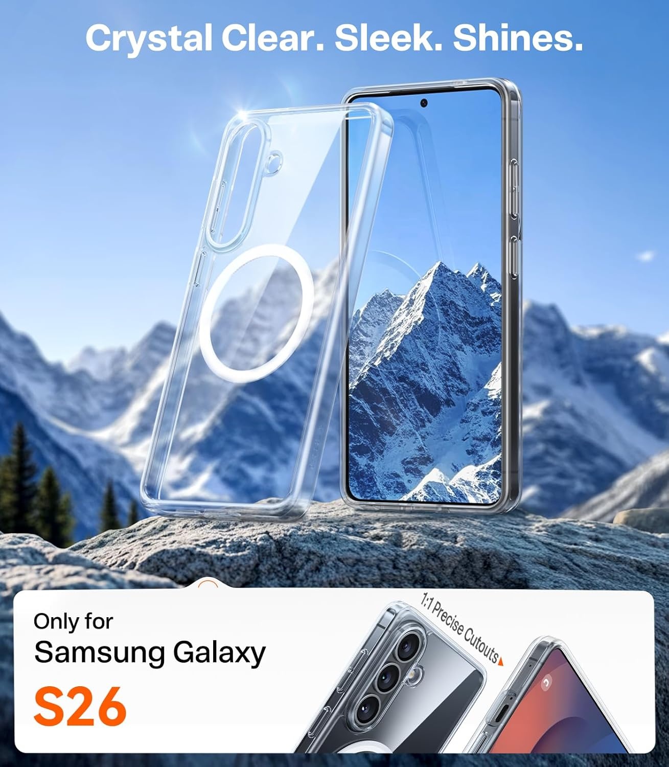 image:imageTORRAS Magnetic Guardian Only for Samsung Galaxy S23 Case 61 Military Grade Drop Tested Compatible with MagSafe SemiClear Hard Back amp Soft Edge Slim PC amp TPU S23 Case 61 Inch BlackClear