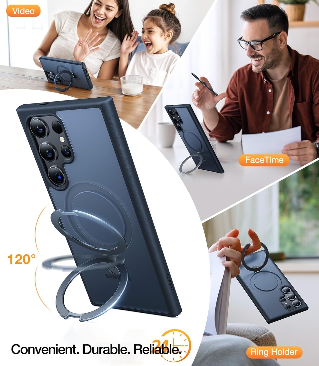 image:imageTORRAS Magnetic Ostand for Samsung Galaxy S24 Plus Case Military Grade Drop TestedCompatible with MagSafeBuild in Kickstand Shockproof Slim Protective for S24 Case 67 Translucent BlackBlack
