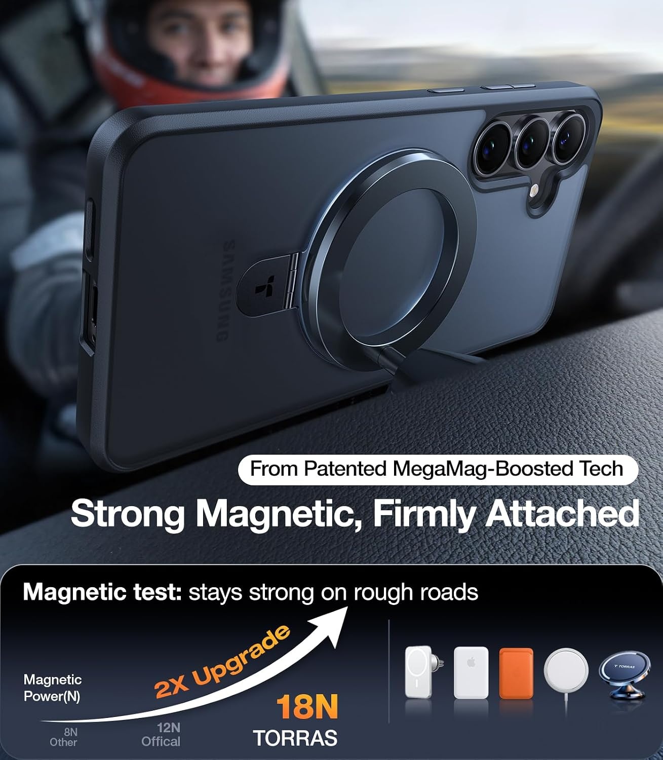 image:imageTORRAS Magnetic Ostand for Samsung Galaxy S24 Plus Case Military Grade Drop TestedCompatible with MagSafeBuild in Kickstand Shockproof Slim Protective for S24 Case 67 Translucent BlackBlack