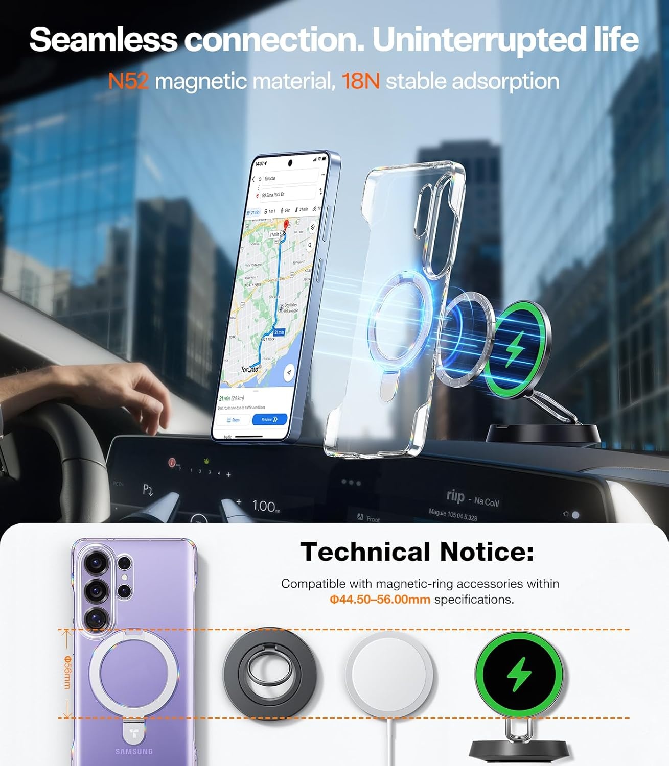 image:imageTORRAS Magnetic Ostand for Samsung Galaxy S24 Plus Case Military Grade Drop TestedCompatible with MagSafeBuild in Kickstand Shockproof Slim Protective for S24 Case 67 Translucent BlackClear