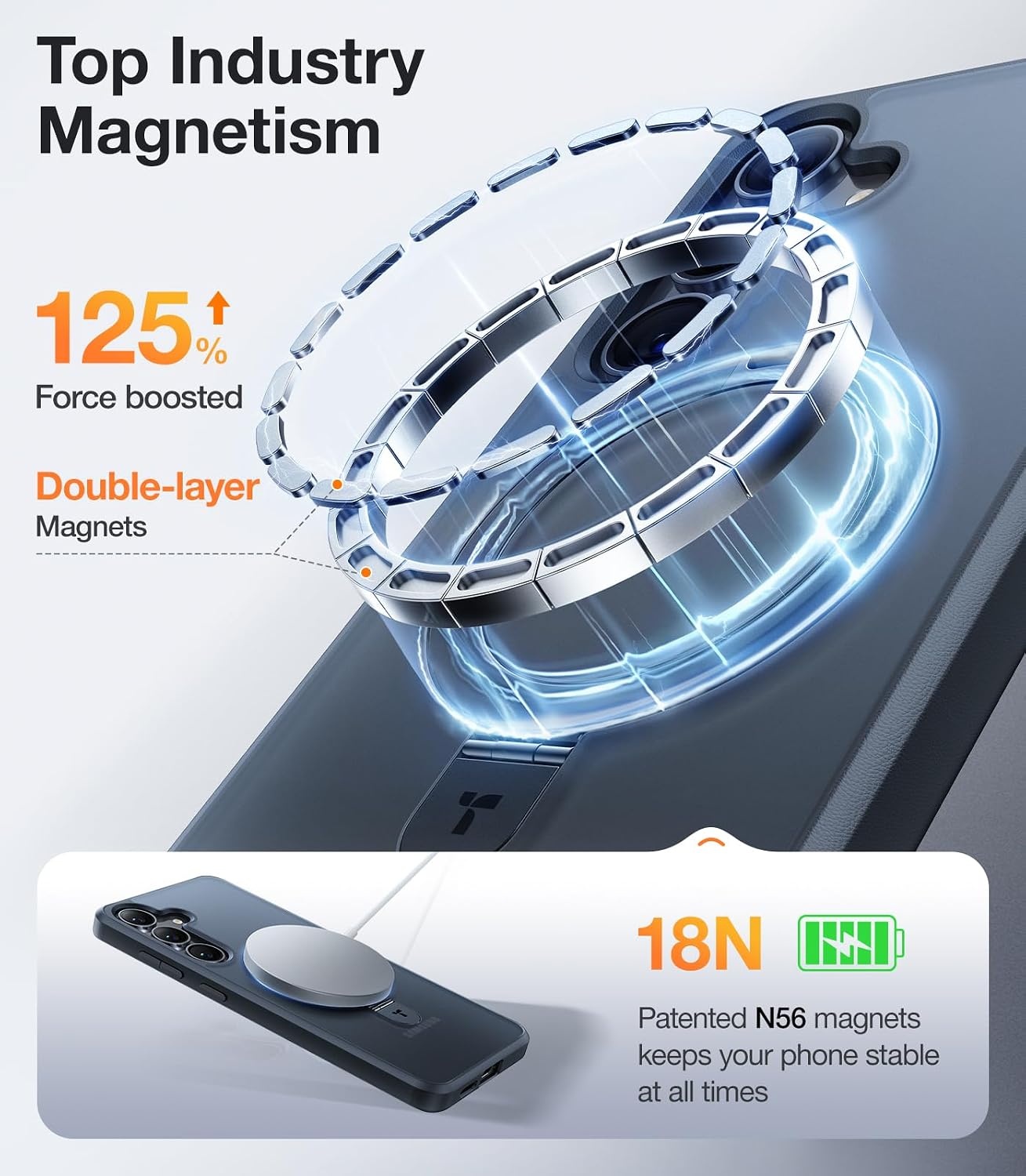 image:imageTORRAS Magnetic Ostand for Samsung Galaxy S24 Plus Case Military Grade Drop TestedCompatible with MagSafeBuild in Kickstand Shockproof Slim Protective for S24 Case 67 Translucent BlackBlack