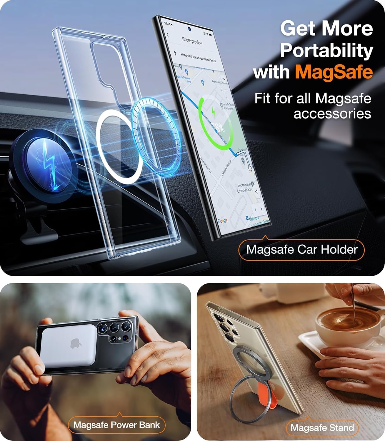 image:imageTORRAS Magnetic Shockproof Case for Samsung Galaxy S25 Plus 12FT Military Grade Protection Fit for MagSafe Translucent Slim Case for Samsung S25Plus Case AntiFingerprint AntiScratch BlackClear