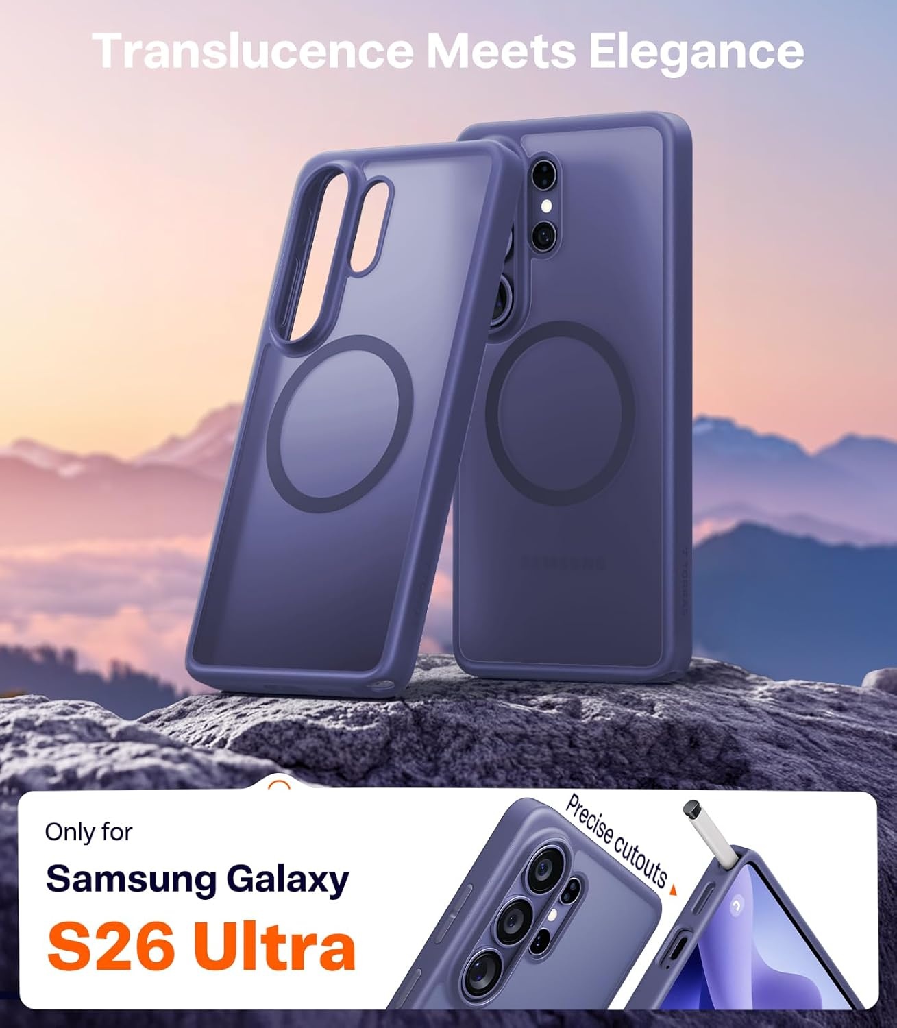 image:imageTORRAS Magnetic Shockproof Case for Samsung Galaxy S25 Plus 12FT Military Grade Protection Fit for MagSafe Translucent Slim Case for Samsung S25Plus Case AntiFingerprint AntiScratch BlackPurple