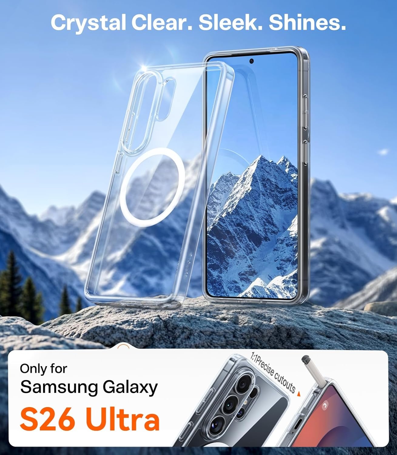image:imageTORRAS Magnetic Shockproof Case for Samsung Galaxy S25 Plus 12FT Military Grade Protection Fit for MagSafe Translucent Slim Case for Samsung S25Plus Case AntiFingerprint AntiScratch BlackClear