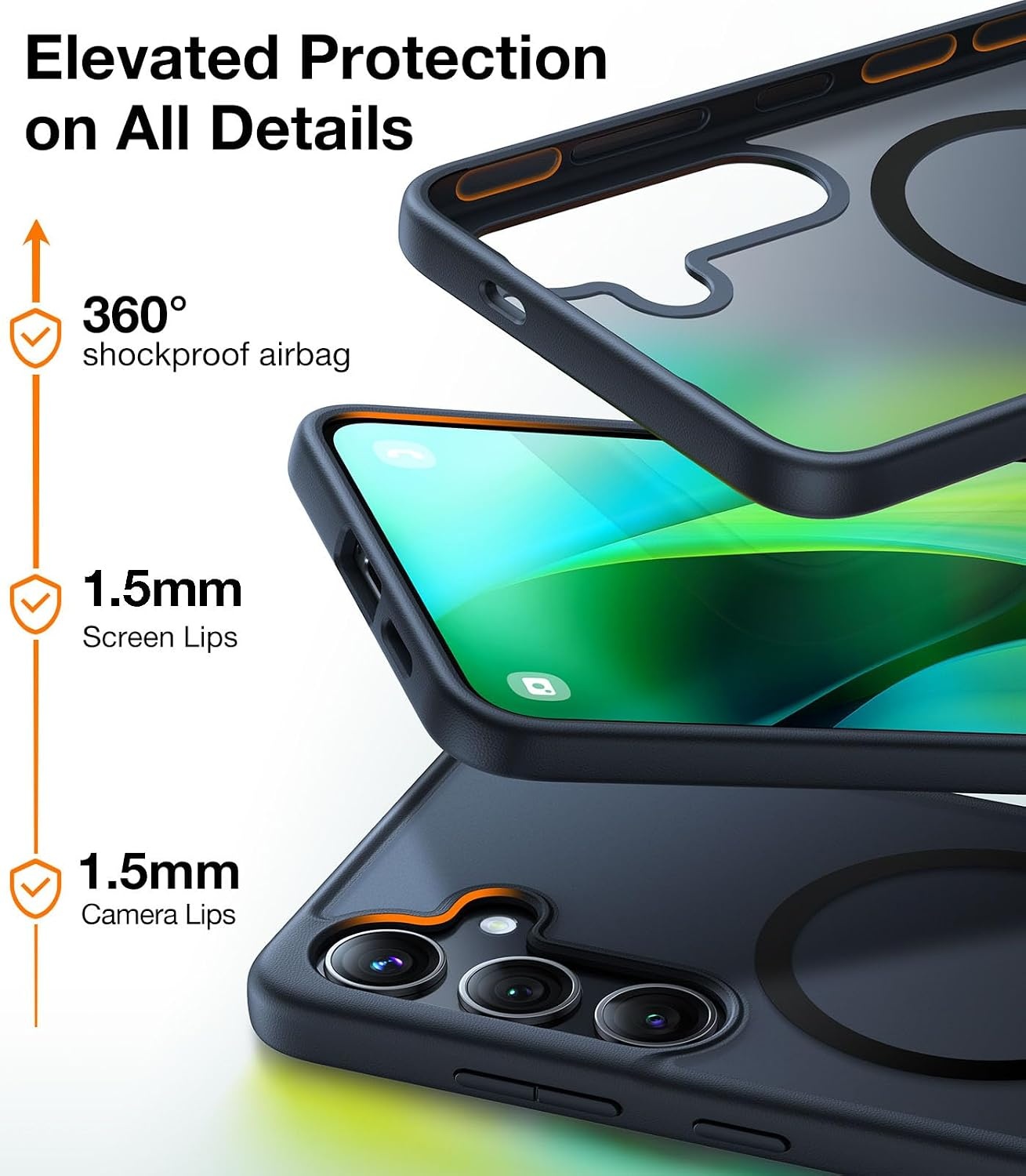 image:imageTORRAS Magnetic Shockproof Case for Samsung Galaxy S25 Plus 12FT Military Grade Protection Fit for MagSafe Translucent Slim Case for Samsung S25Plus Case AntiFingerprint AntiScratch BlackBlack
