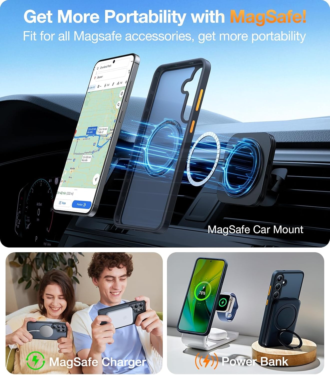 image:imageTORRAS Magnetic Shockproof Case for Samsung Galaxy S25 Plus 12FT Military Grade Protection Fit for MagSafe Translucent Slim Case for Samsung S25Plus Case AntiFingerprint AntiScratch BlackBlack