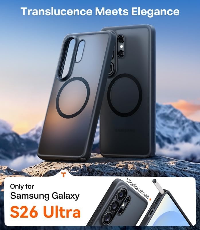 image:imageTORRAS Magnetic Shockproof Case for Samsung Galaxy S25 Plus 12FT Military Grade Protection Fit for MagSafe Translucent Slim Case for Samsung S25Plus Case AntiFingerprint AntiScratch BlackBlack