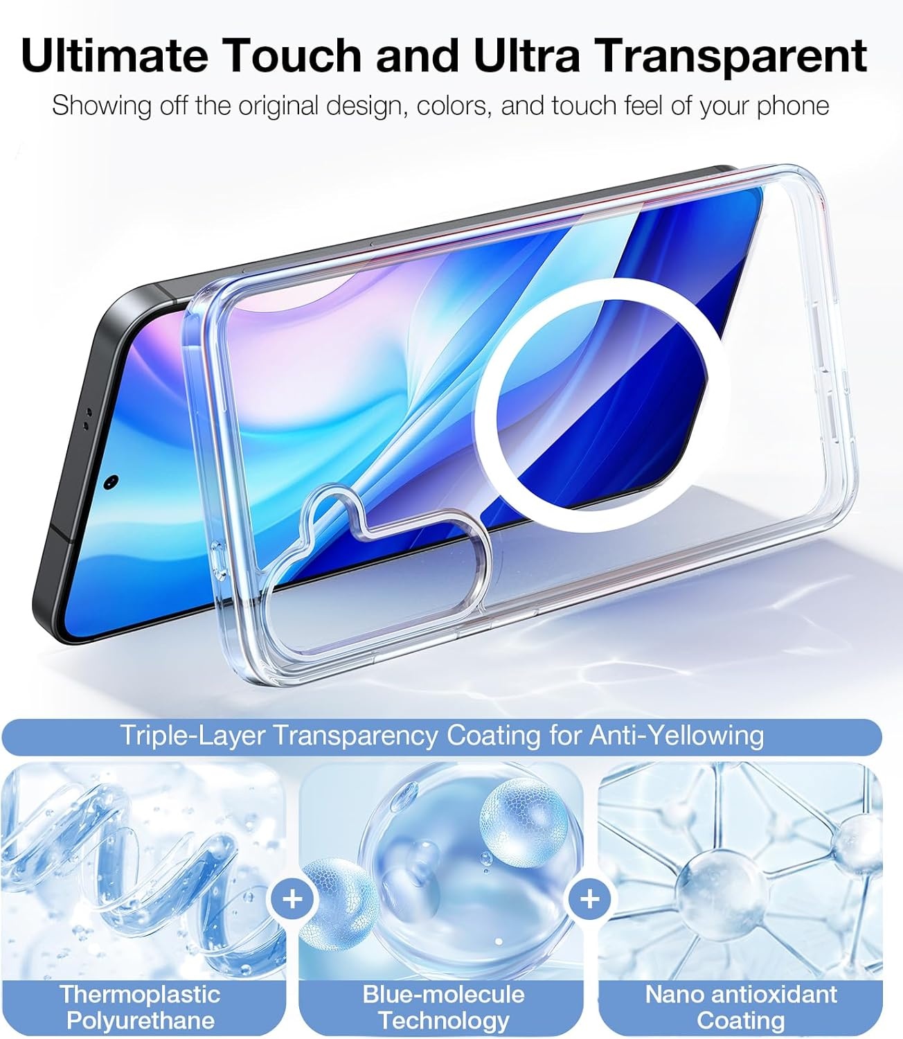 image:imageTORRAS Magnetic Shockproof Case for Samsung Galaxy S25 Plus 12FT Military Grade Protection Fit for MagSafe Translucent Slim Case for Samsung S25Plus Case AntiFingerprint AntiScratch BlackClear